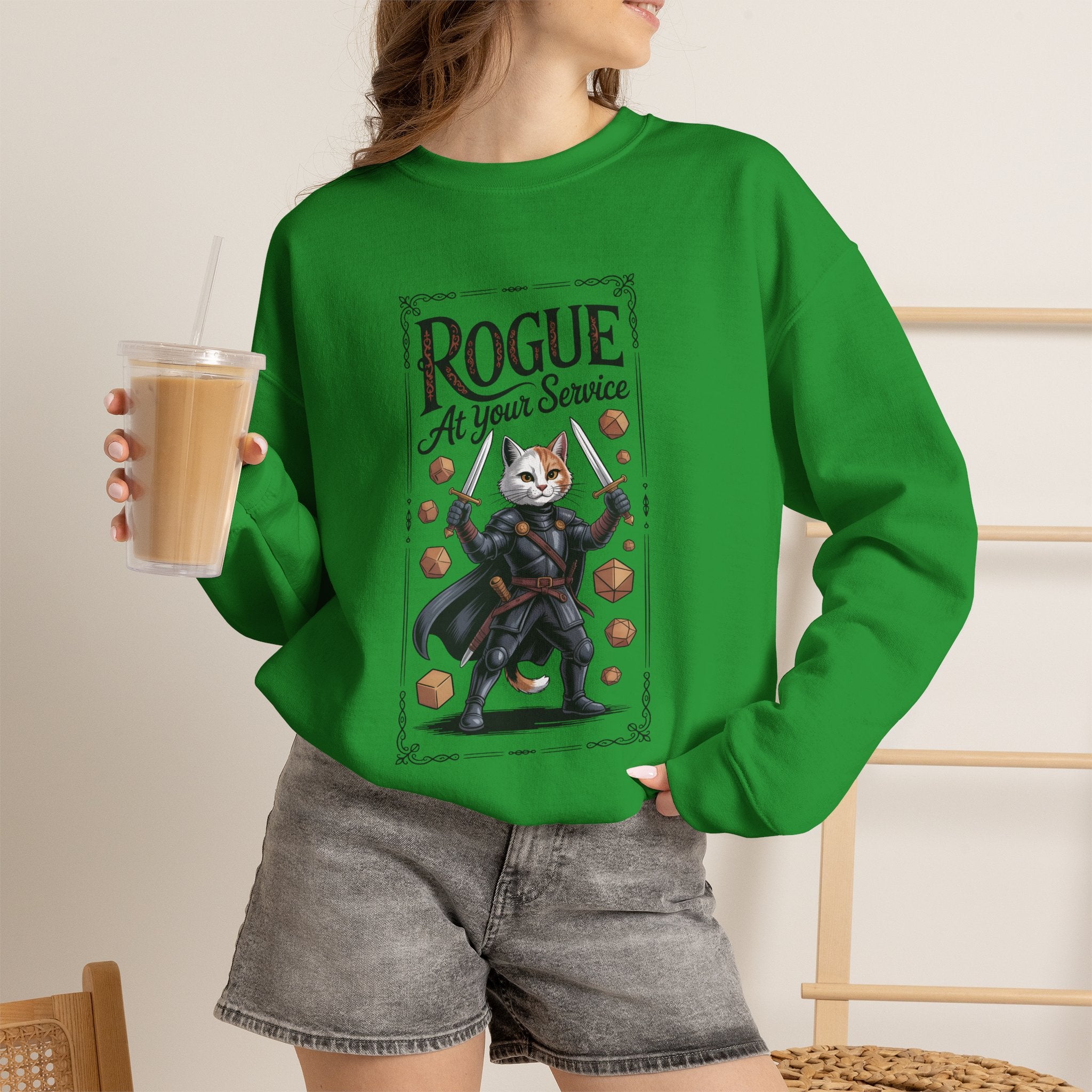 Rogue Cat at Your Serivece D&D Sweatshirt | Cat Lover RPG Gift