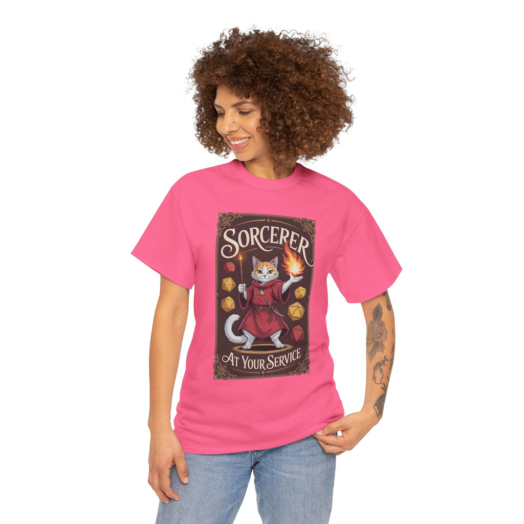Sorcerer Cat at Your Service D&D T-shirt | Cat Lover RPG Gift