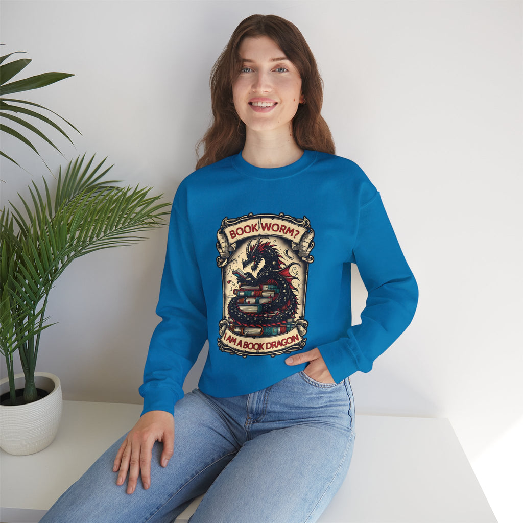 Book Worm? I Am a Book Dragon, Fantasy Reader Sweatshirt