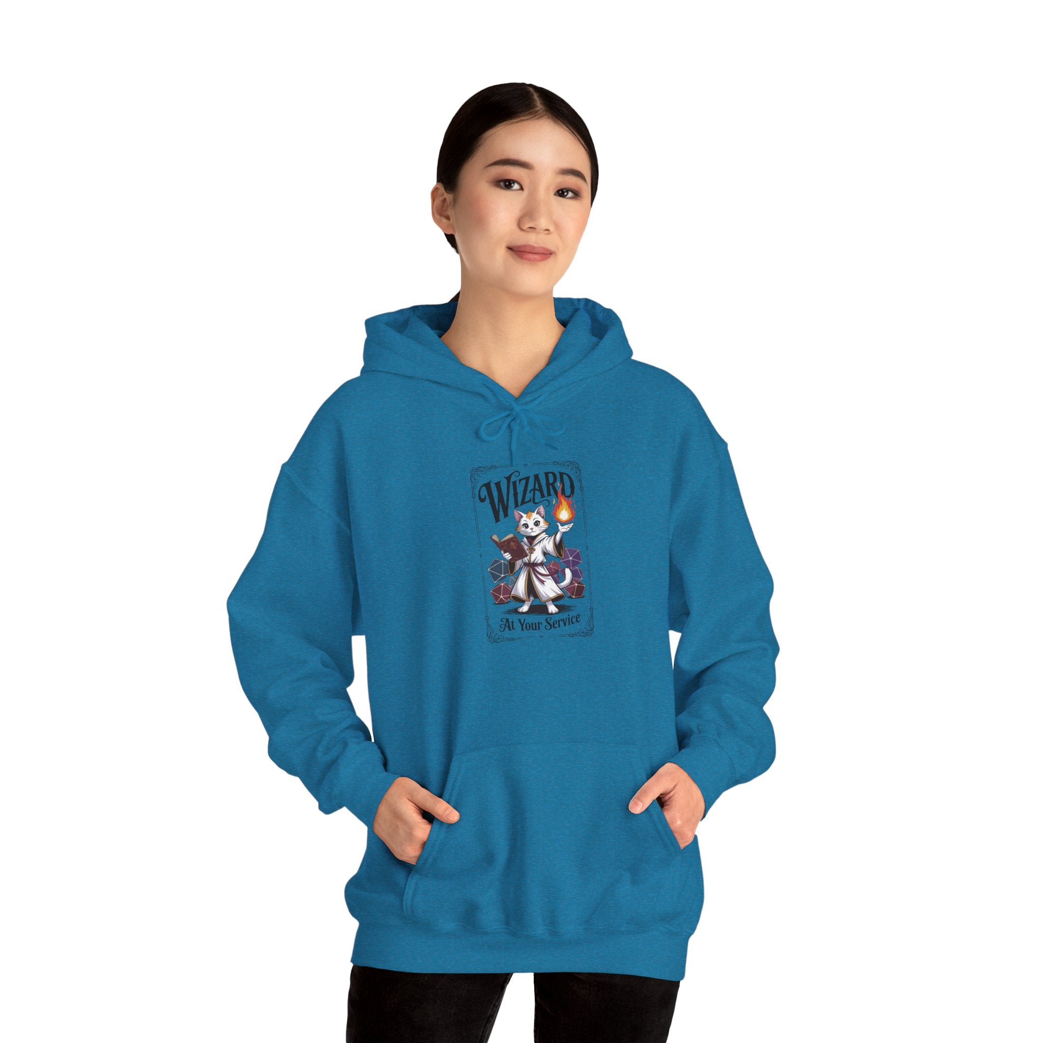 Wizard Cat at Your Serivece D&D Hoodie | Cat Lover RPG Gift