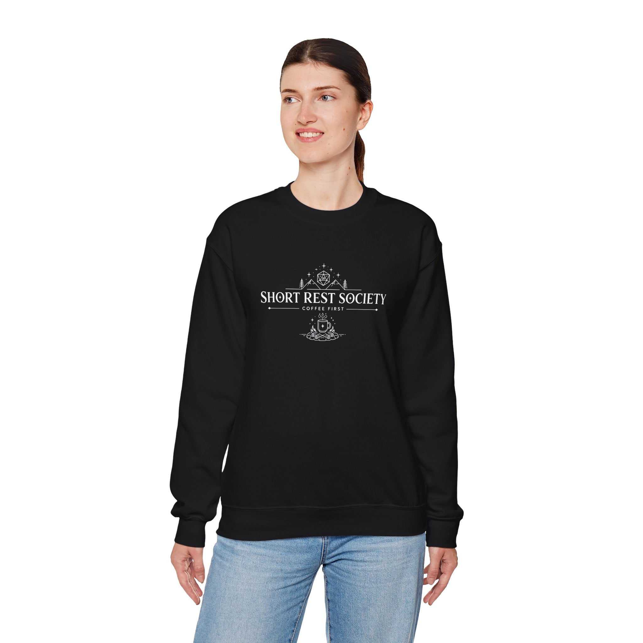 Short Rest Society – Coffee First | Tabletop RPG Sweatshirt