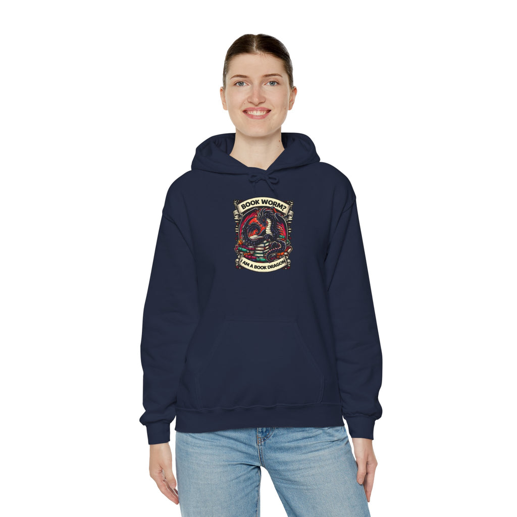 Book Worm? I Am a Book Dragon, Fantasy Reader Hoodie