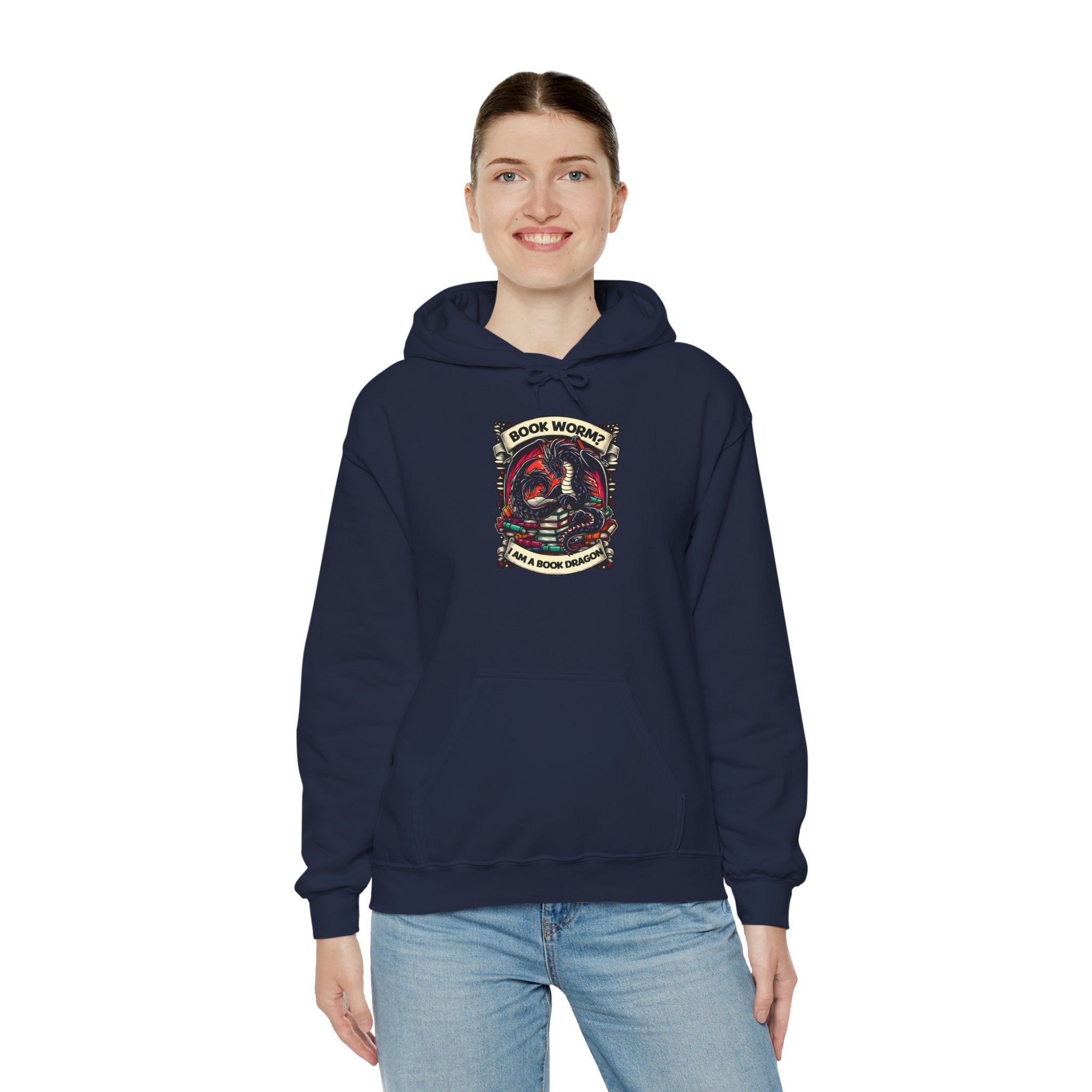 Book Worm? I Am a Book Dragon, Fantasy Reader Hoodie
