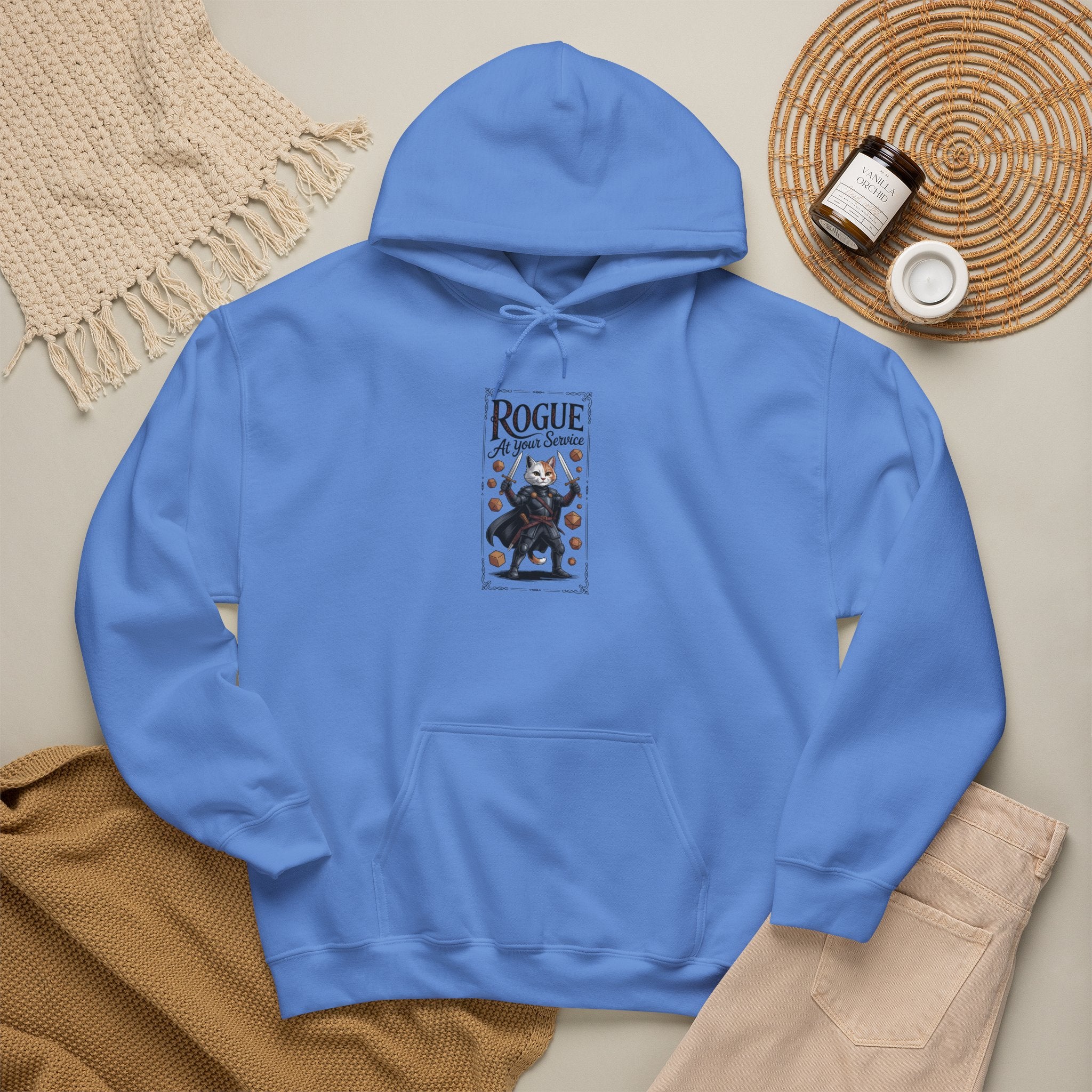 Rogue Cat at Your Serivece D&D Hoodie | Cat Lover RPG Gift