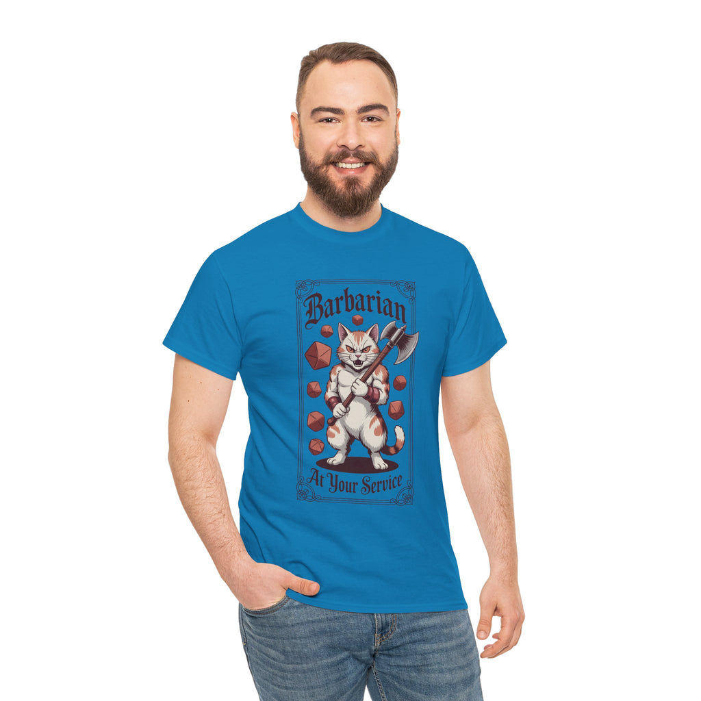 Barbarian Cat at Your Serivece D&D T-shirt | Cat Lover RPG Gift