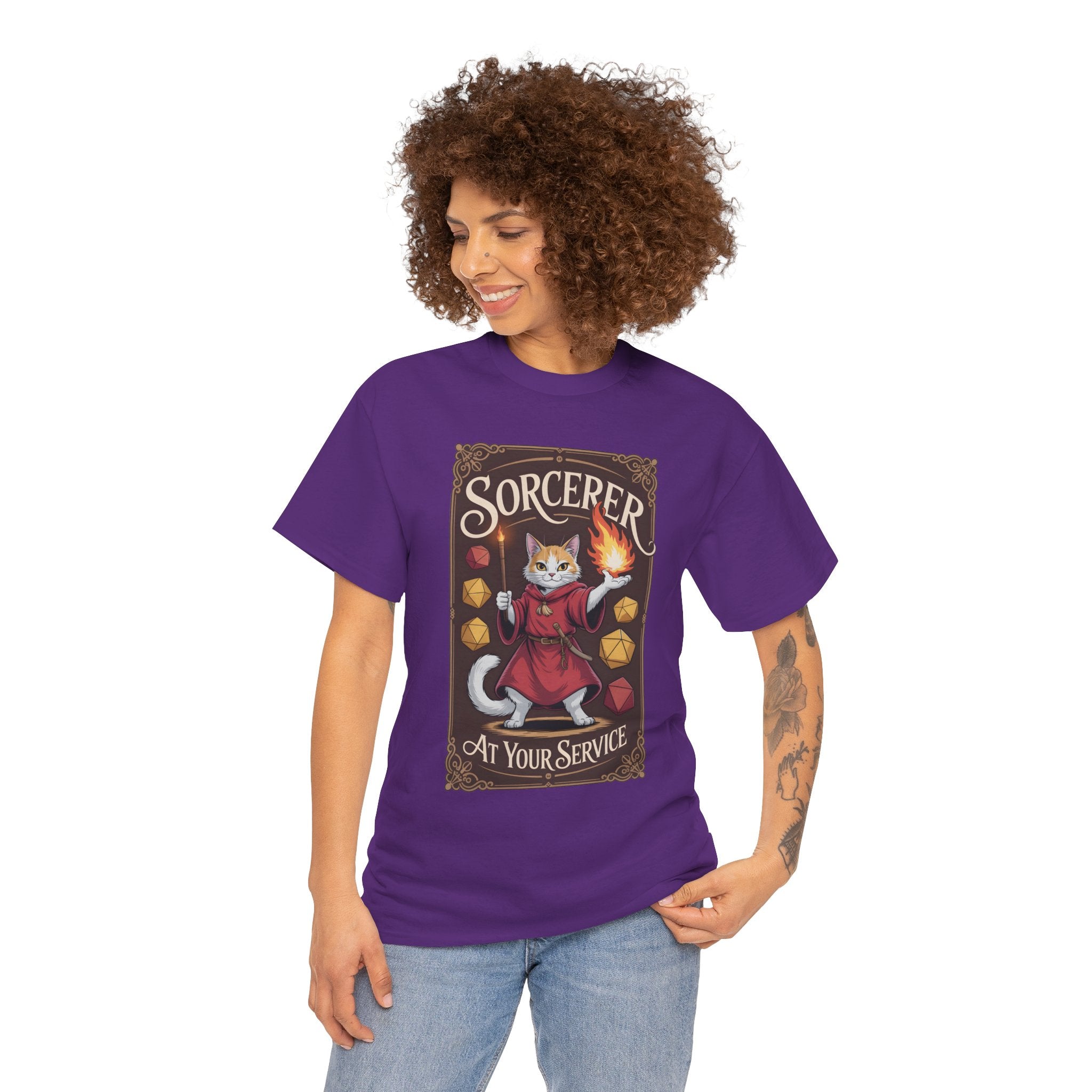 Sorcerer Cat at Your Service D&D T-shirt | Cat Lover RPG Gift