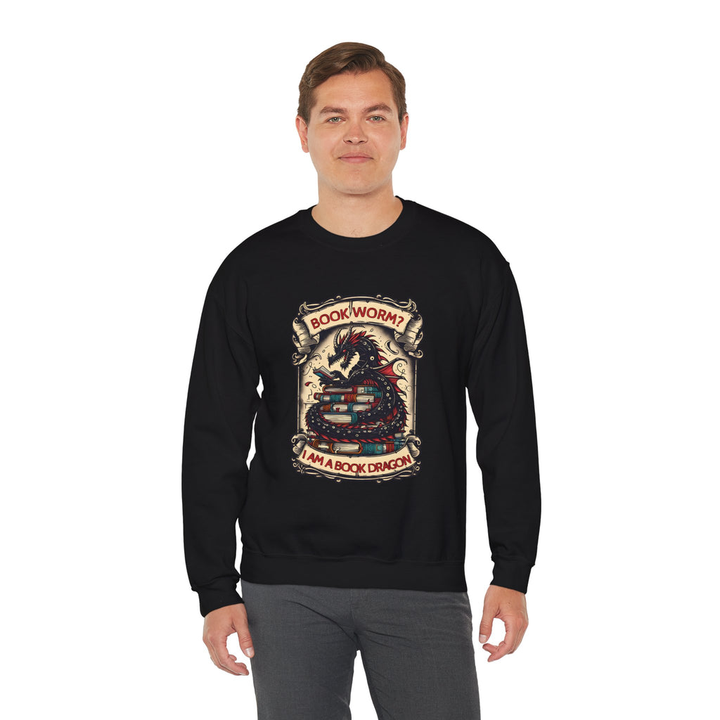 Book Worm? I Am a Book Dragon, Fantasy Reader Sweatshirt