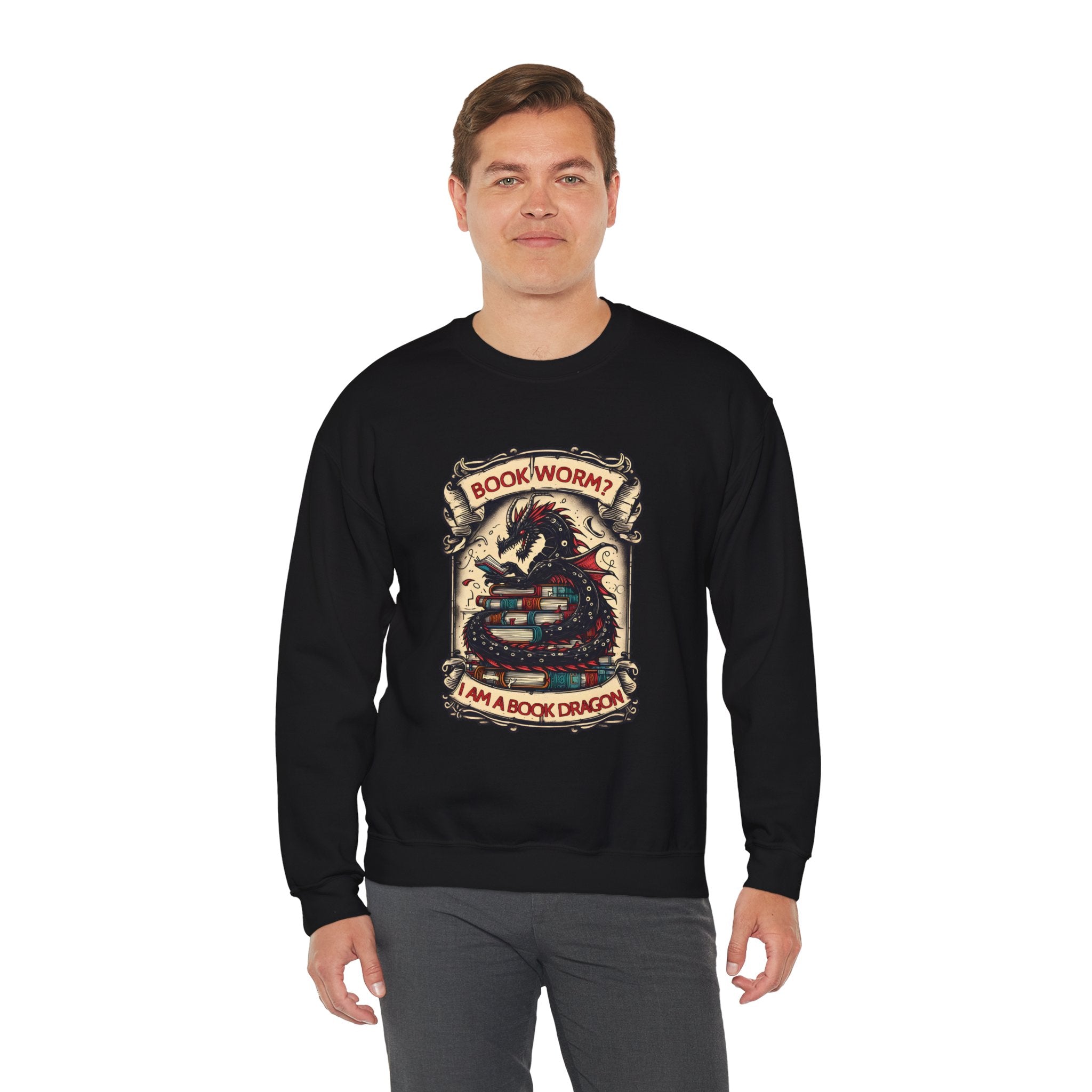 Book Worm? I Am a Book Dragon, Fantasy Reader Sweatshirt