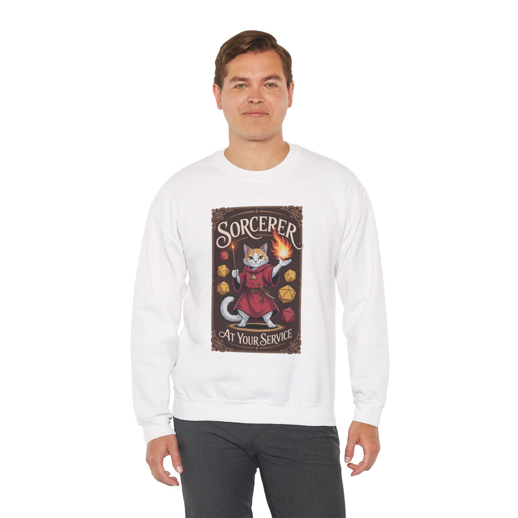 Sorcerer Cat at Your Service D&D Sweatshirt | Cat Lover RPG Gift