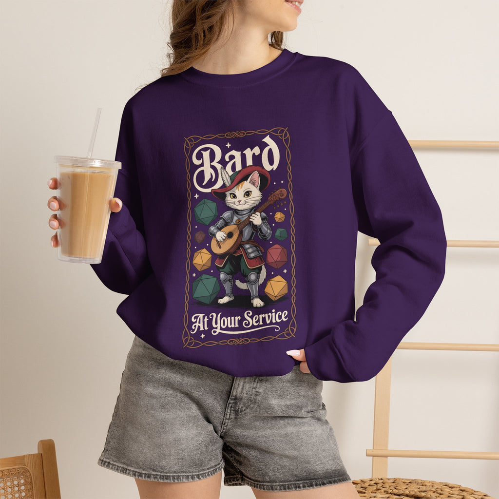 Bard Cat at Your Serivece D&D Sweatshirt | Cat Lover RPG Gift
