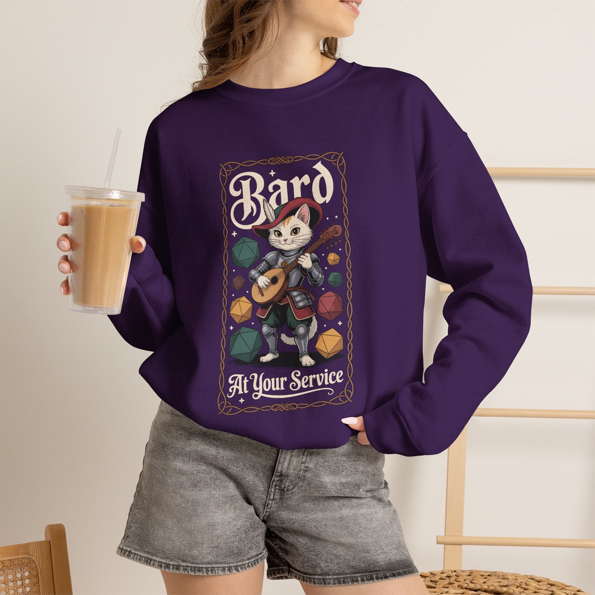 Bard Cat at Your Serivece D&D Sweatshirt | Cat Lover RPG Gift