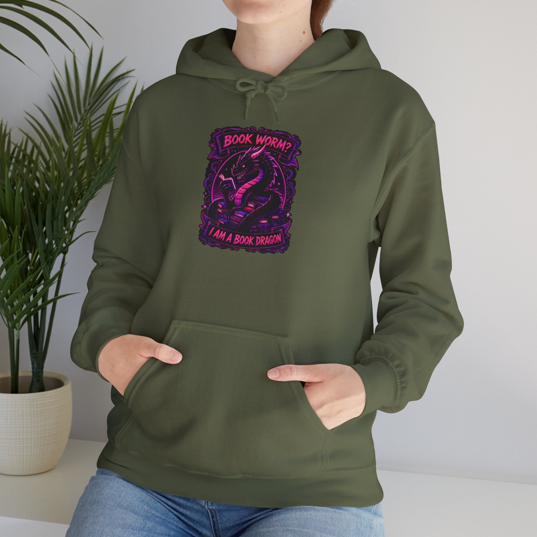Book Worm? I Am a Book Dragon, Fantasy Reader Hoodie