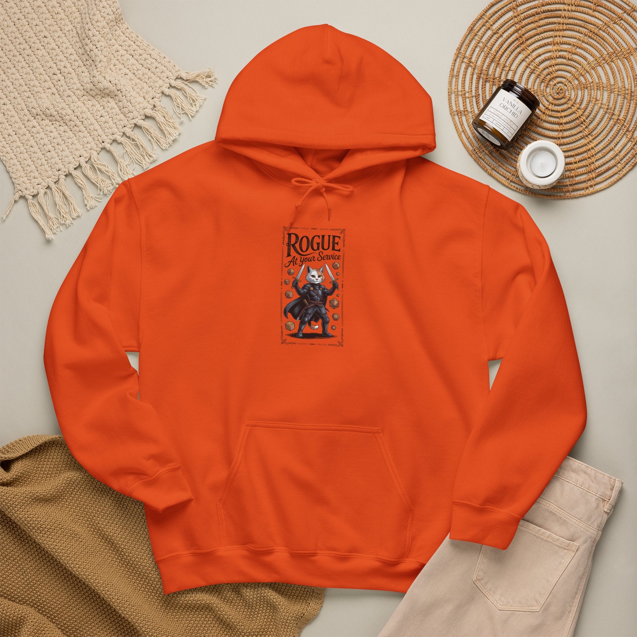 Rogue Cat at Your Serivece D&D Hoodie | Cat Lover RPG Gift