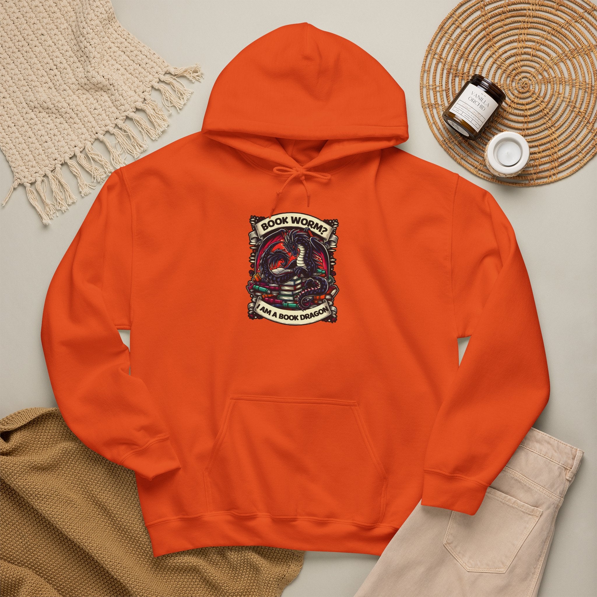 Book Worm? I Am a Book Dragon, Fantasy Reader Hoodie