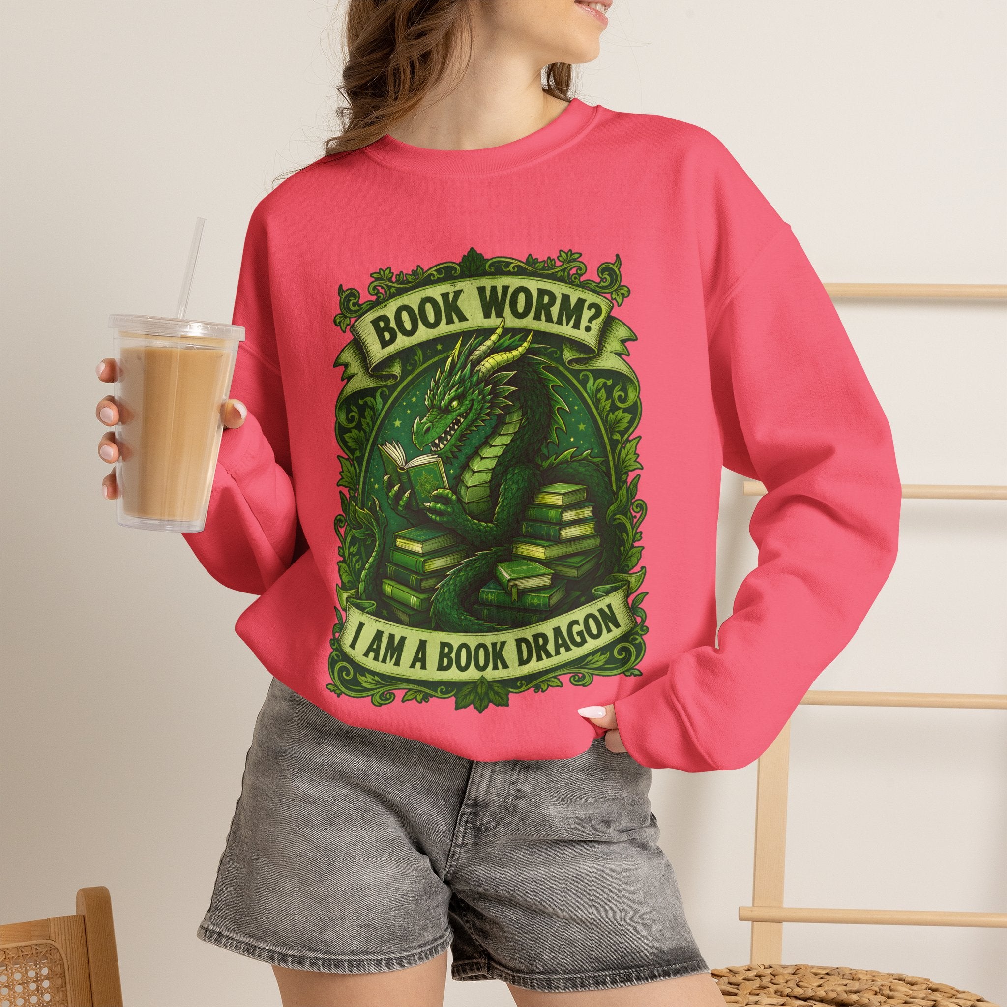 Book Worm? I Am a Book Dragon, Fantasy Reader Sweatshirt