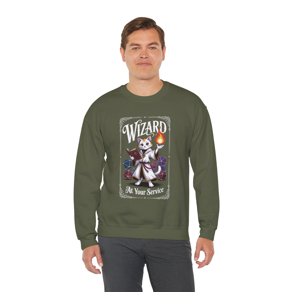 Wizard Cat at Your Serivece D&D Sweatshirt | Cat Lover RPG Gift