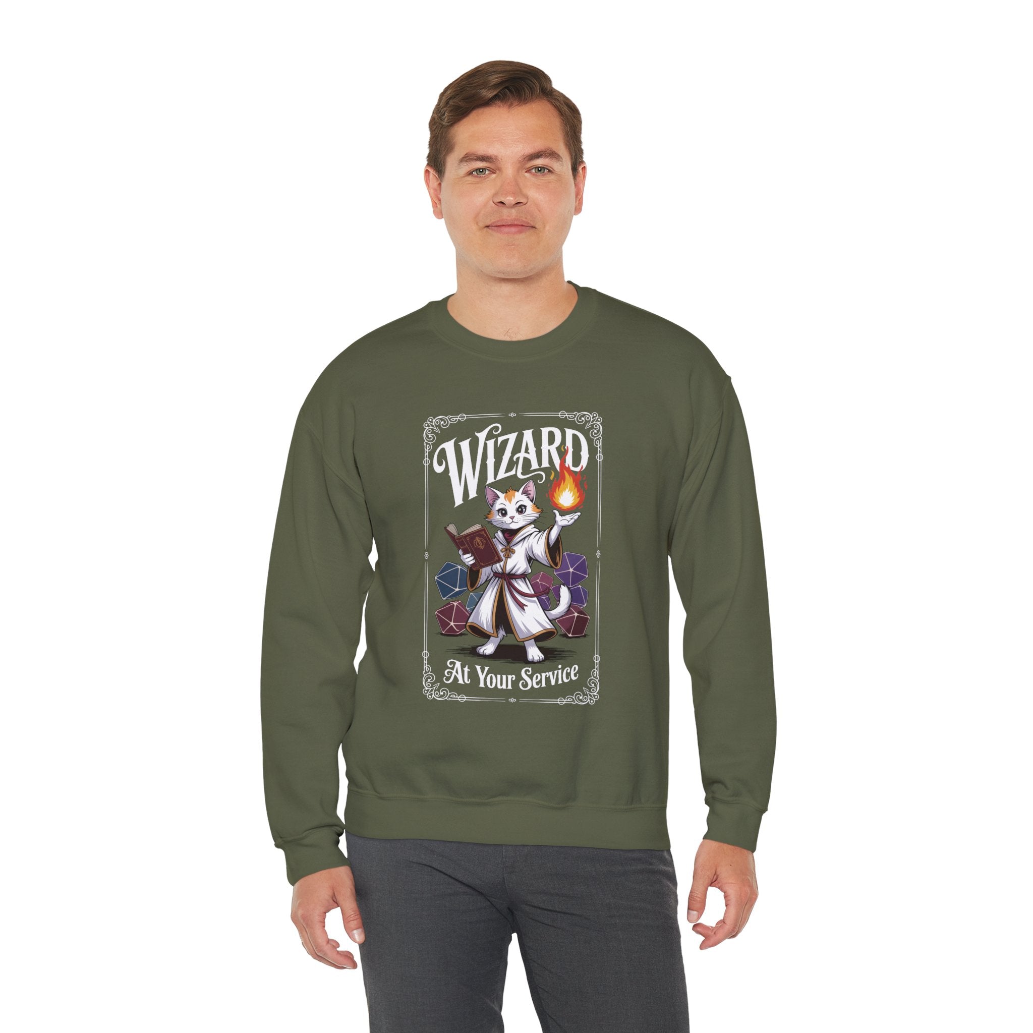Wizard Cat at Your Serivece D&D Sweatshirt | Cat Lover RPG Gift