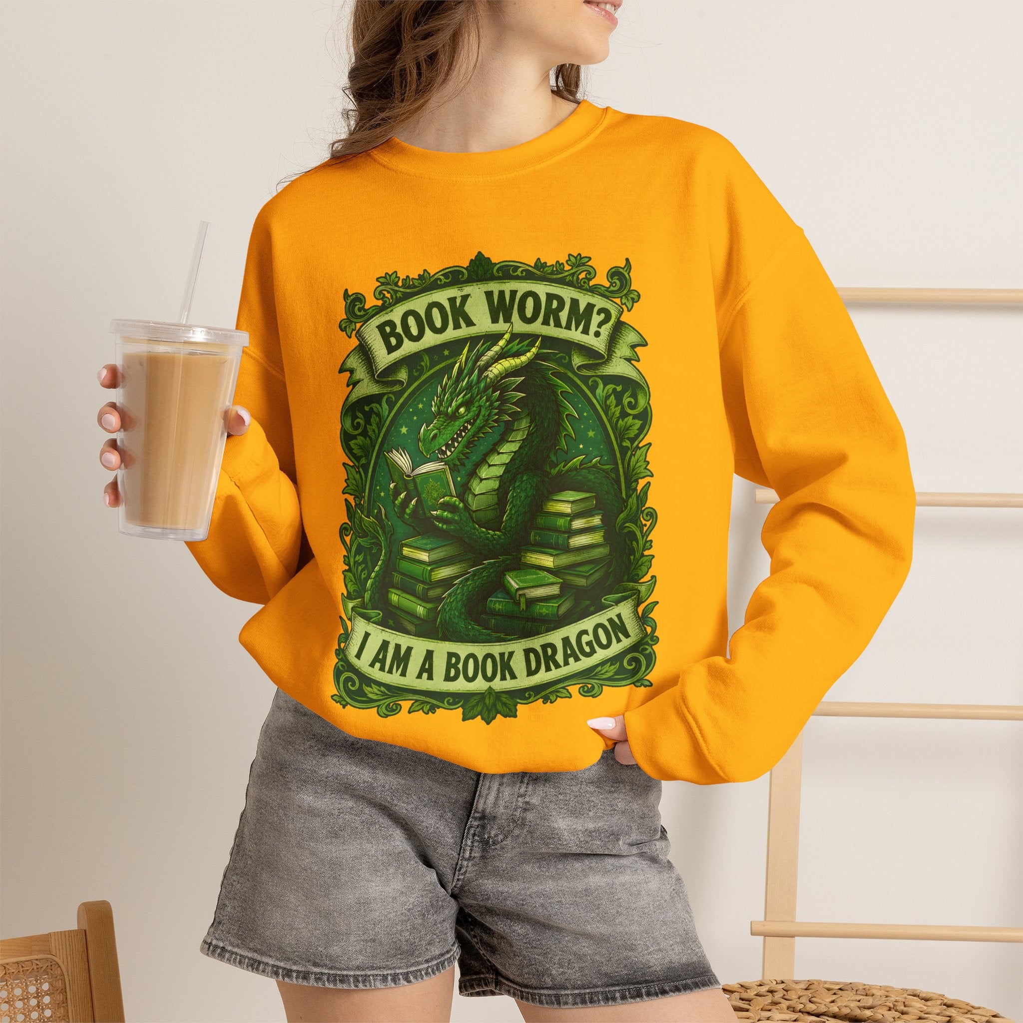 Book Worm? I Am a Book Dragon, Fantasy Reader Sweatshirt