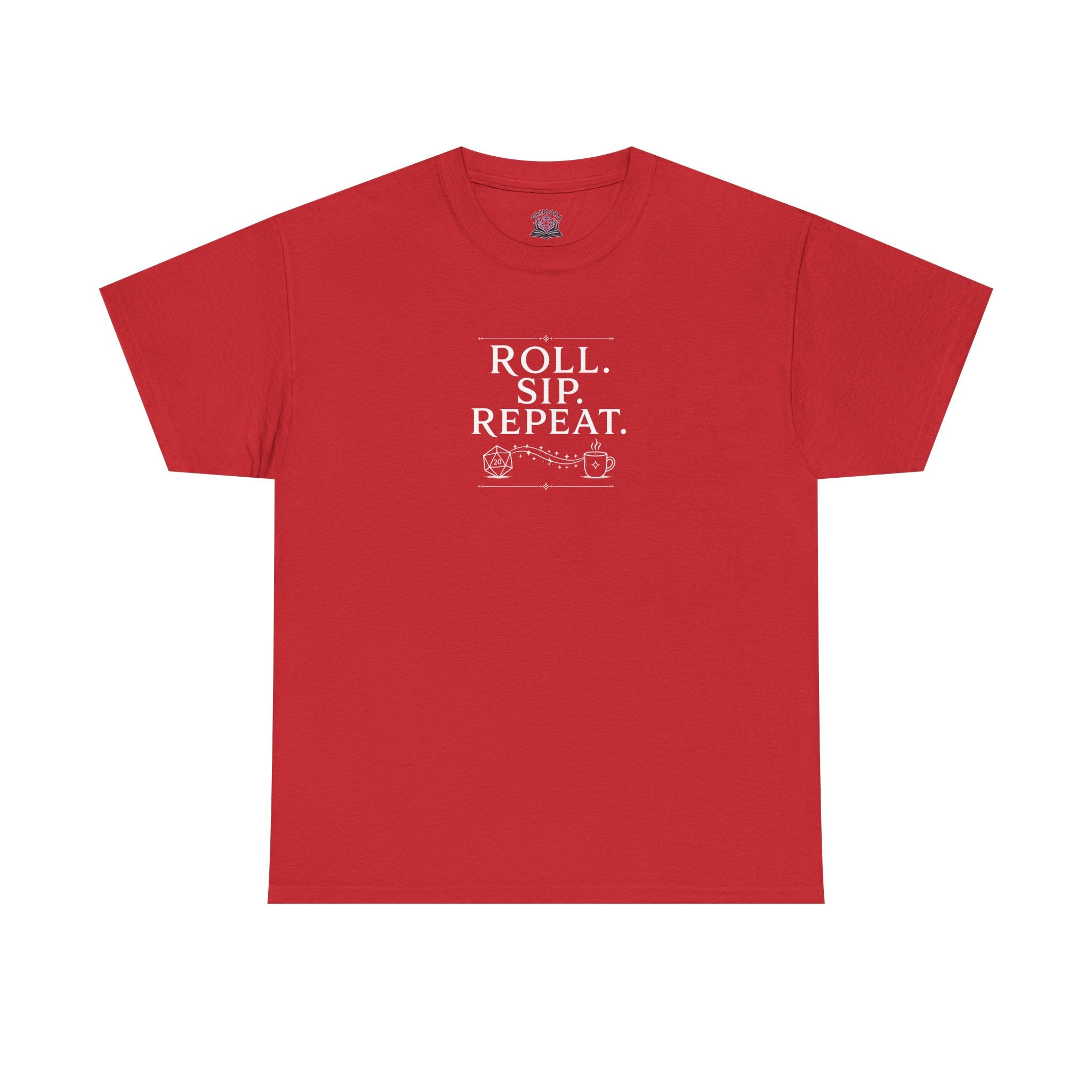 Roll. Sip. Repeat. | Tabletop RPG Coffee T-shirt | Dice & Coffee Lover T-shirt
