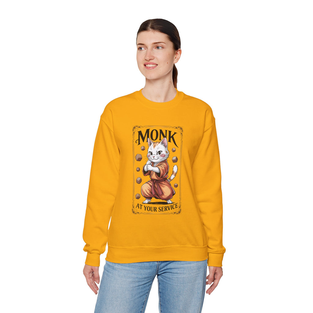 Monk Cat at Your Service D&D Sweatshirt | Cat Lover RPG Gift