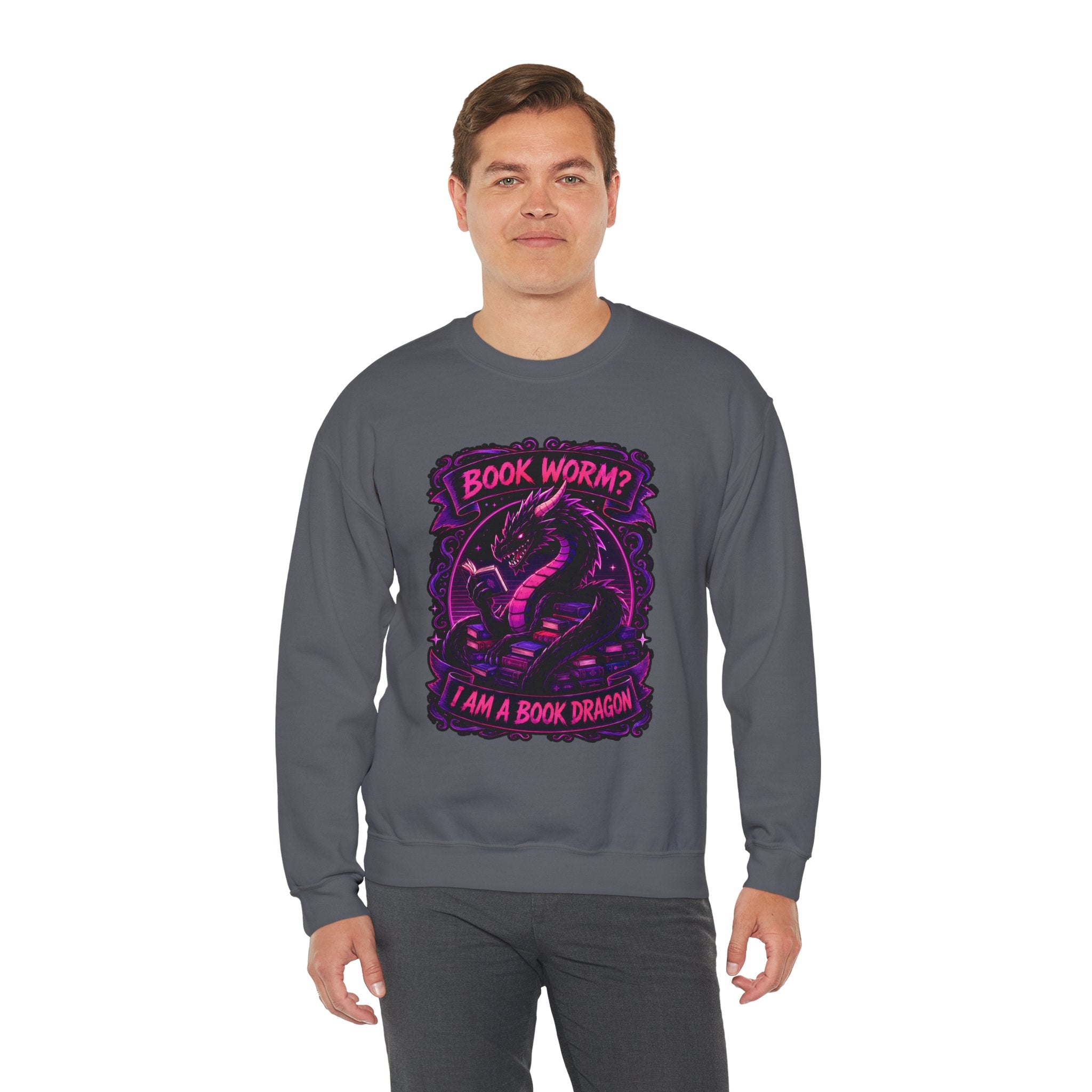 Book Worm? I Am a Book Dragon, Fantasy Reader Sweatshirt