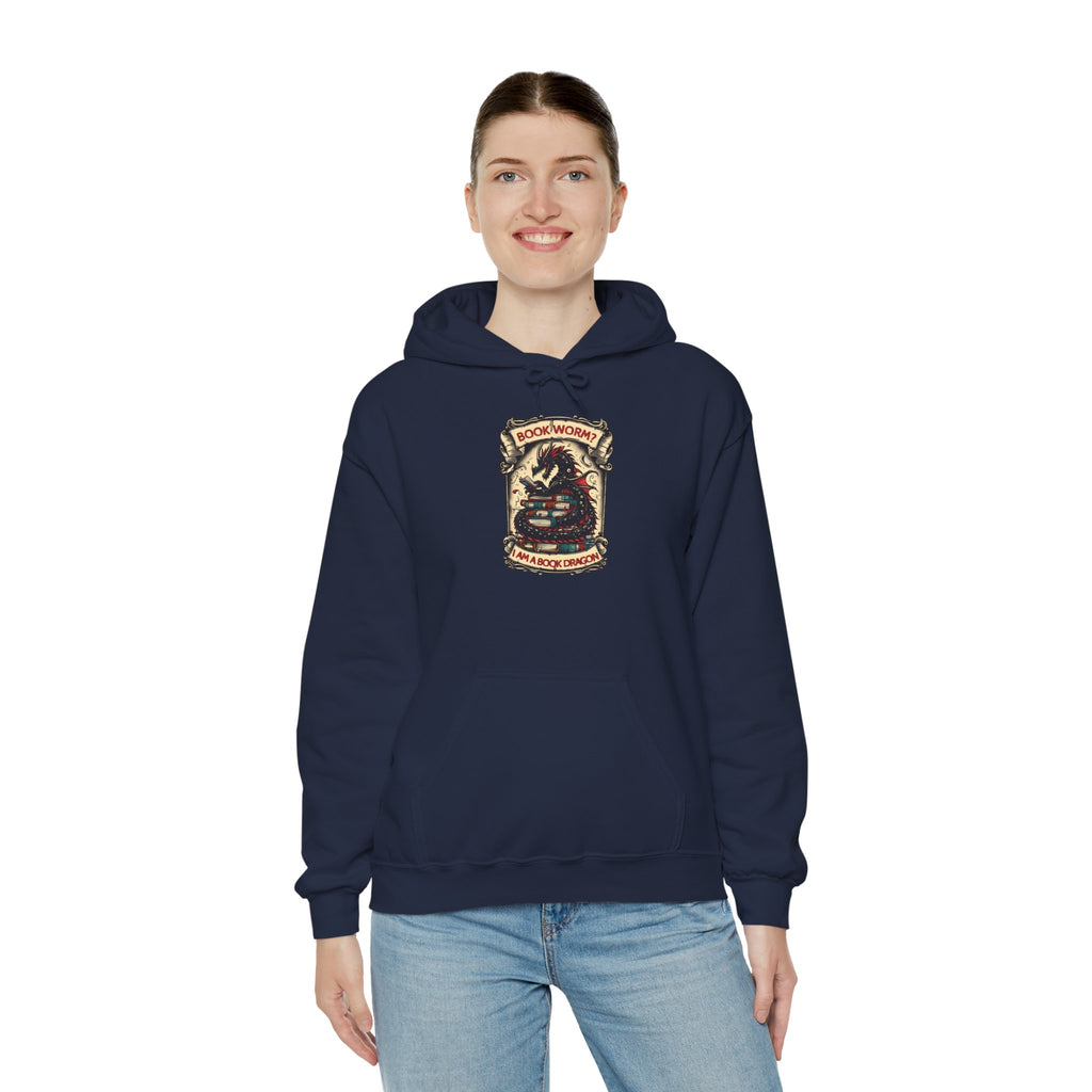 Book Worm? I Am a Book Dragon, Fantasy Reader Hoodie