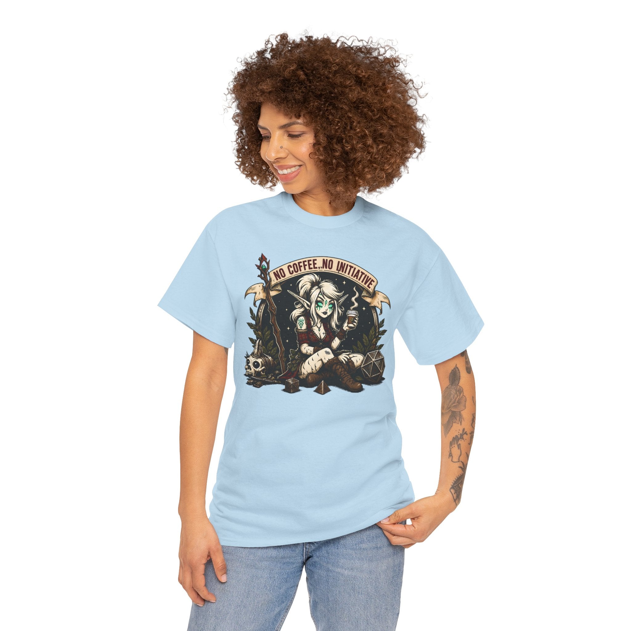 No Coffee, No Initiative | Fantasy RPG T-shirt