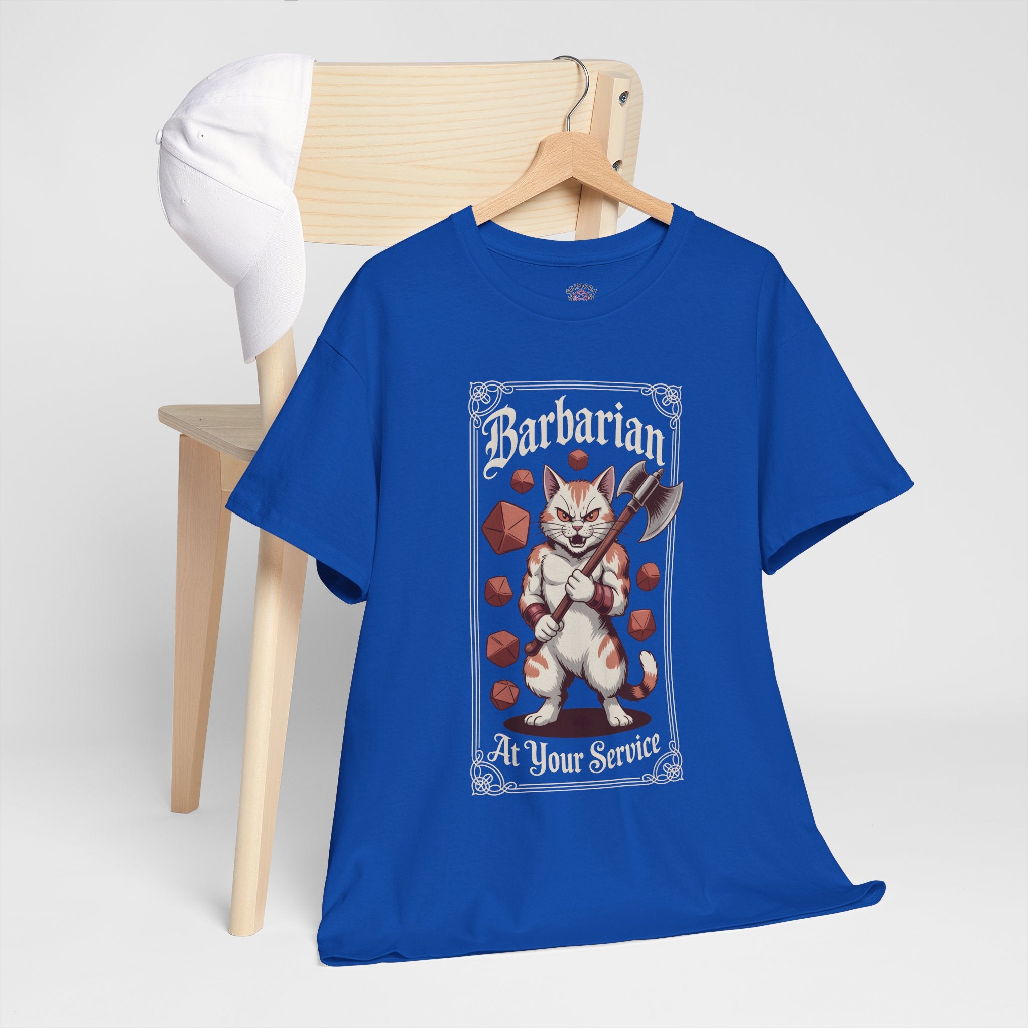 Barbarian Cat at Your Serivece D&D T-shirt | Cat Lover RPG Gift