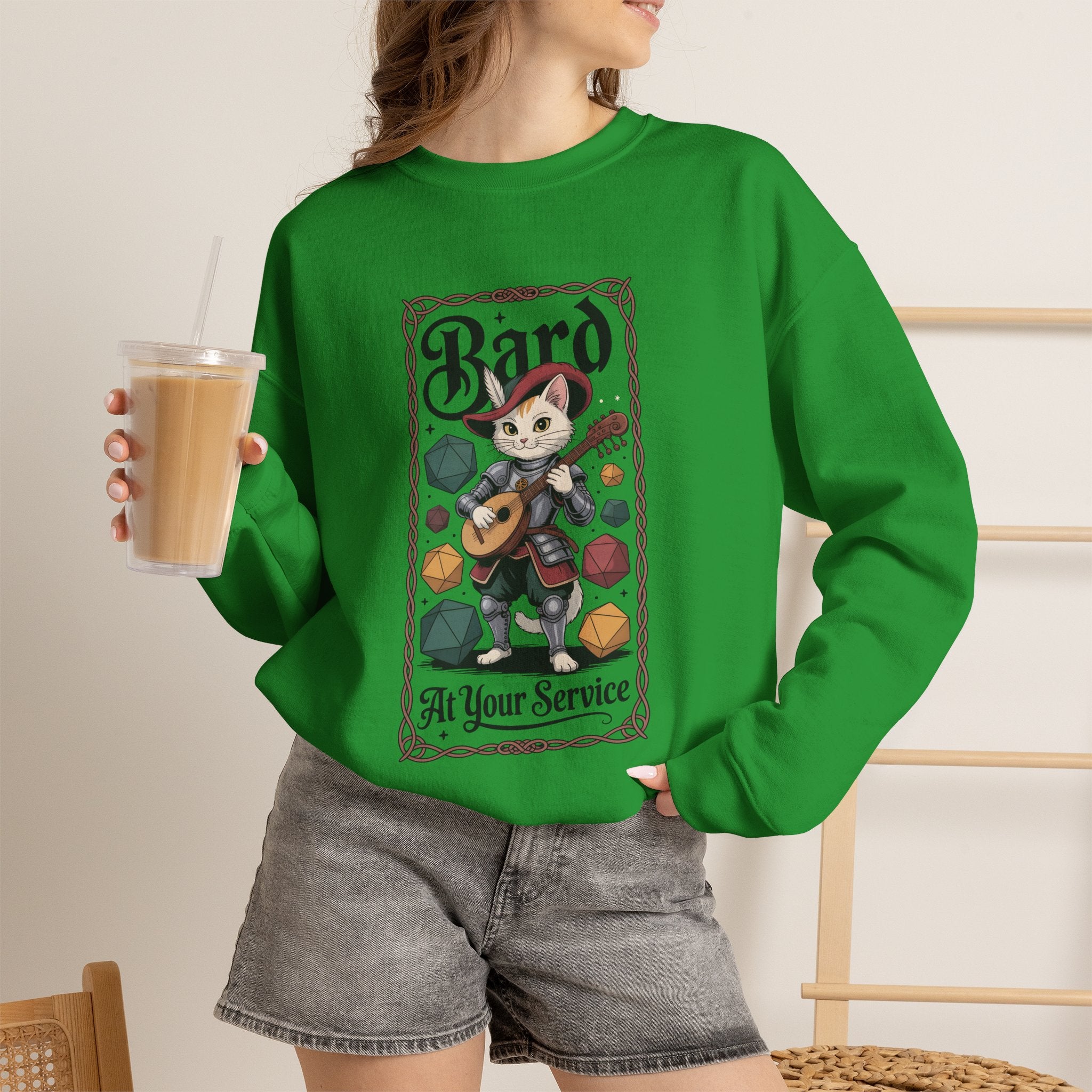 Bard Cat at Your Serivece D&D Sweatshirt | Cat Lover RPG Gift
