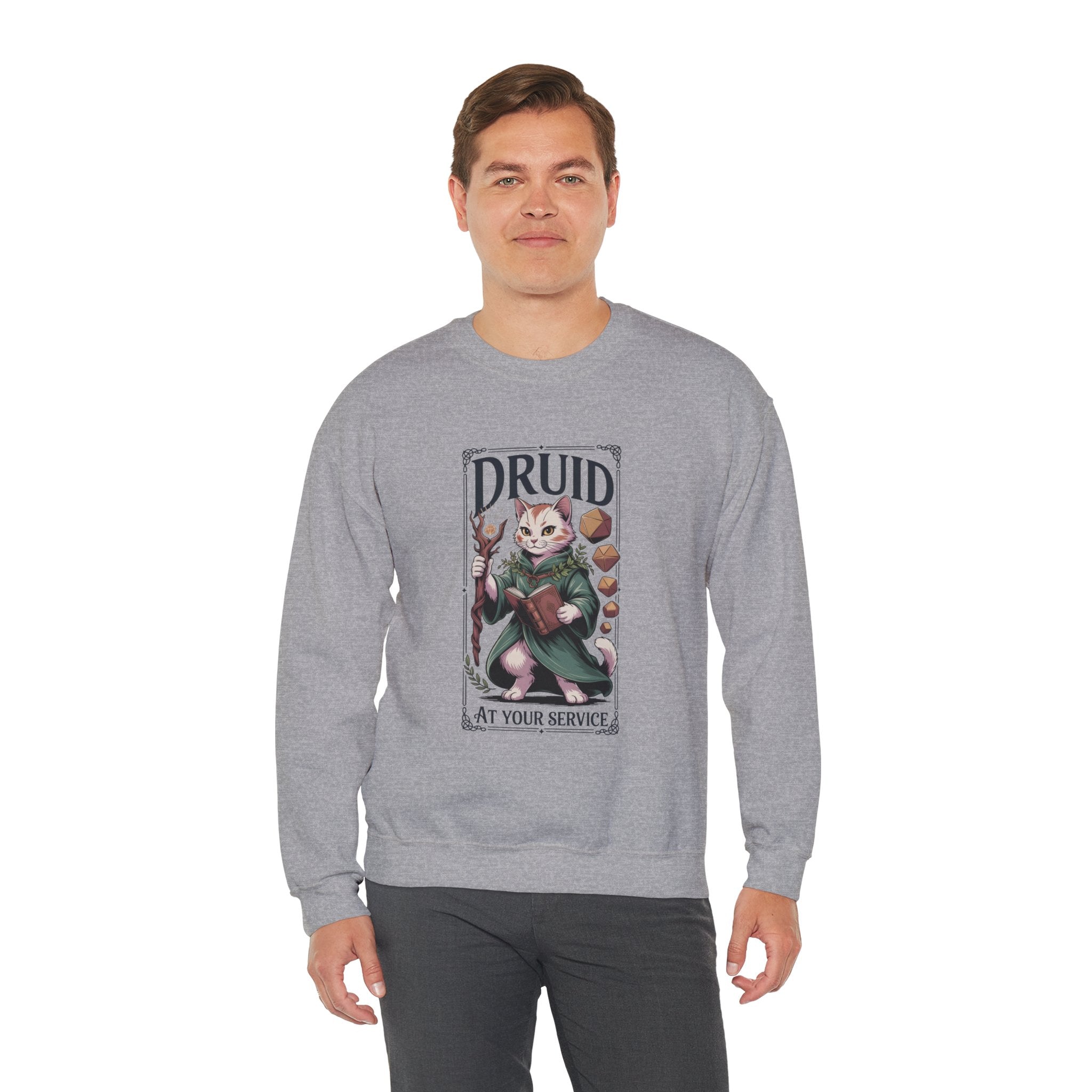 Druid Cat at Your Serivece D&D Sweatshirt | Cat Lover RPG Gift