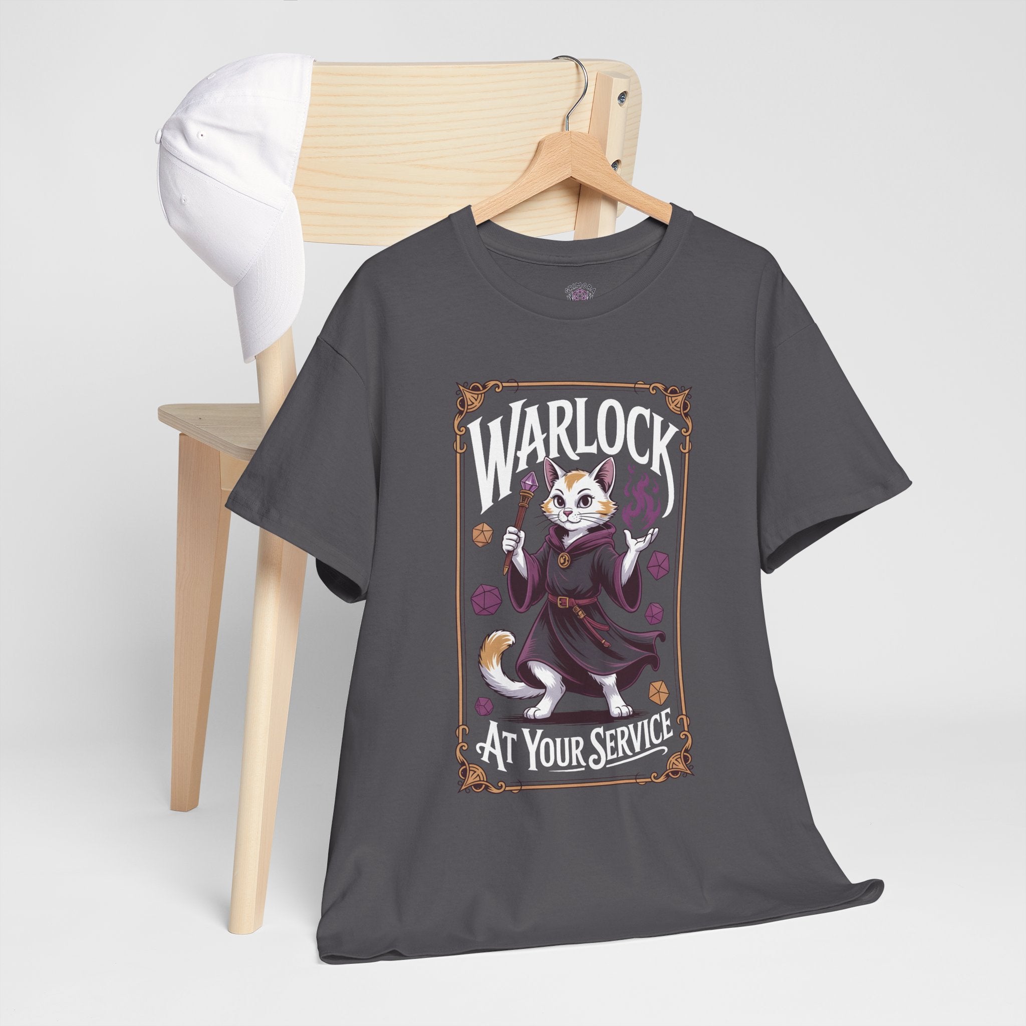 Warlock Cat at Your Serivece D&D T-shirt | Cat Lover RPG Gift