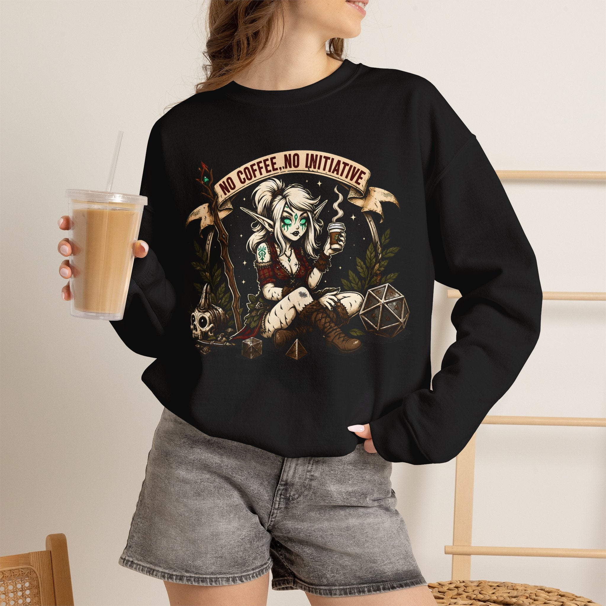 No Coffee, No Initiative | Fantasy RPG Sweatshirt