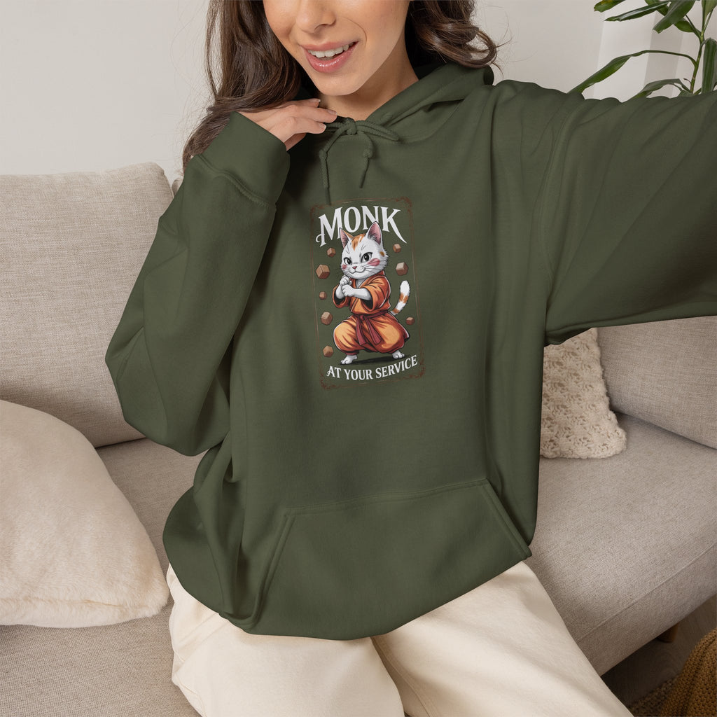 Monk Cat at Your Service D&D Hoodie | Cat Lover RPG Gift