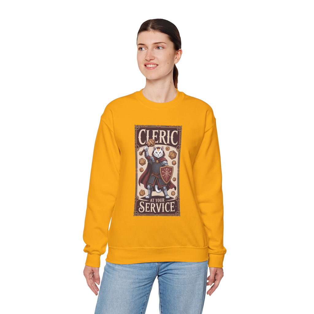 Cleric Cat at Your Service D&D Sweatshirt | Cat Lover RPG Gift