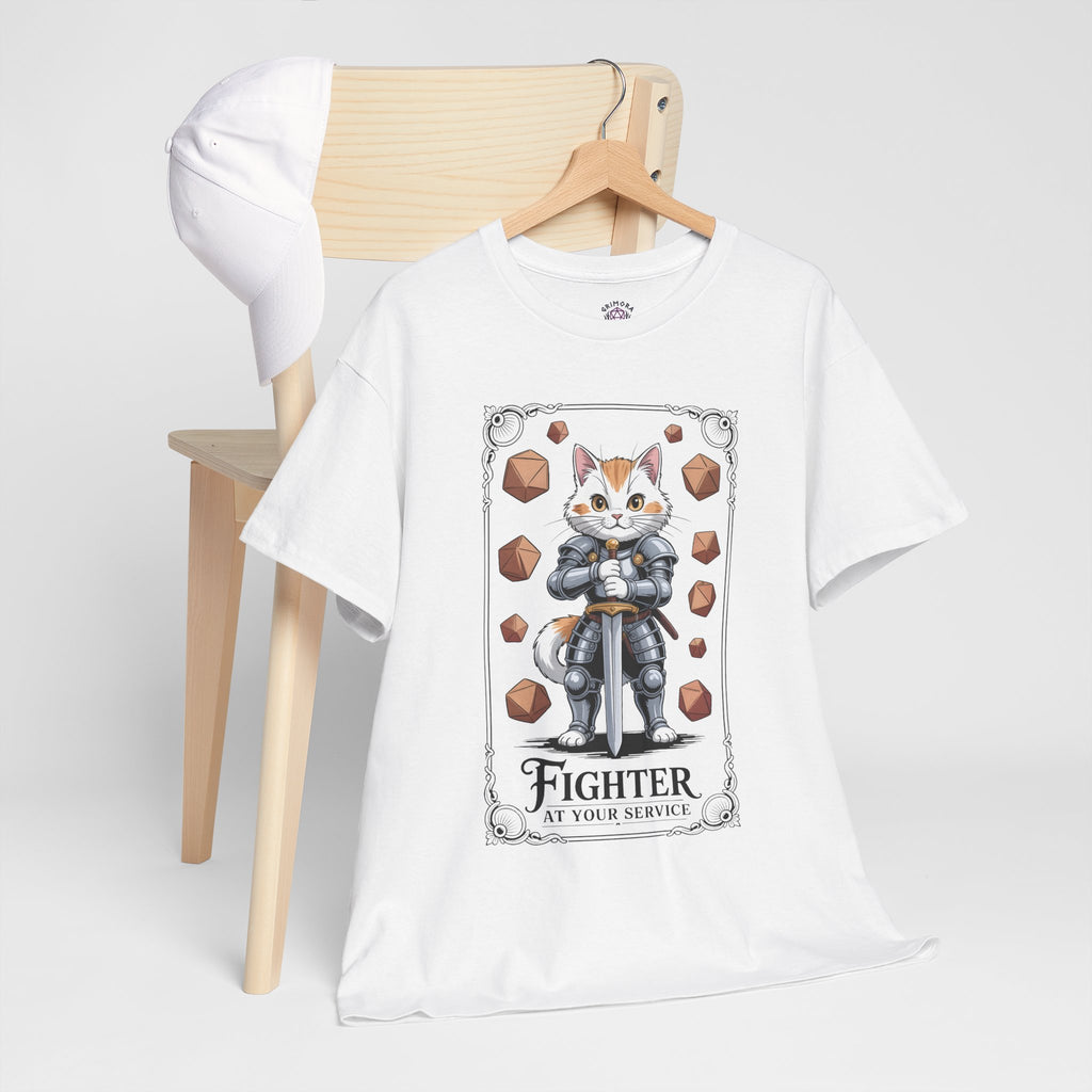 Fighter Cat at Your Service D&D T-shirt | Cat Lover RPG Gift
