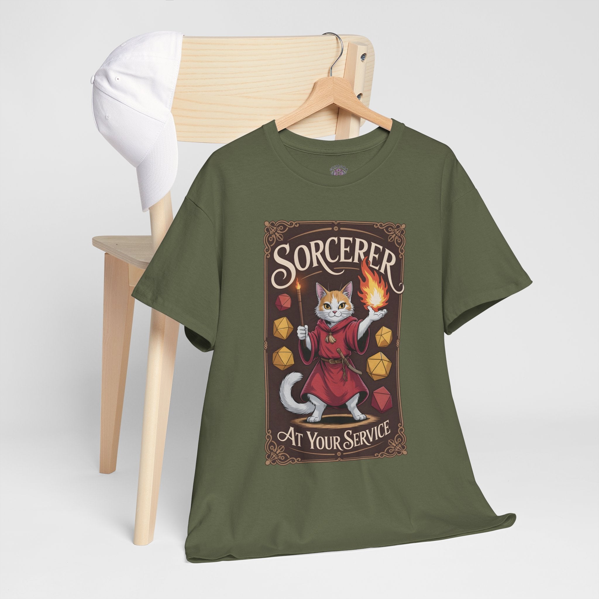 Sorcerer Cat at Your Service D&D T-shirt | Cat Lover RPG Gift