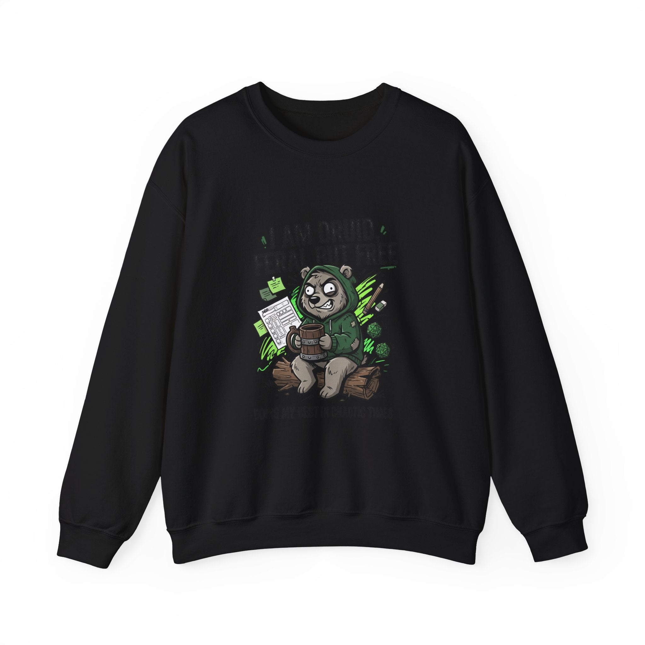 Feral But Free Crewneck Sweatshirt | chaotic-quirky, unhinged millennial burnout