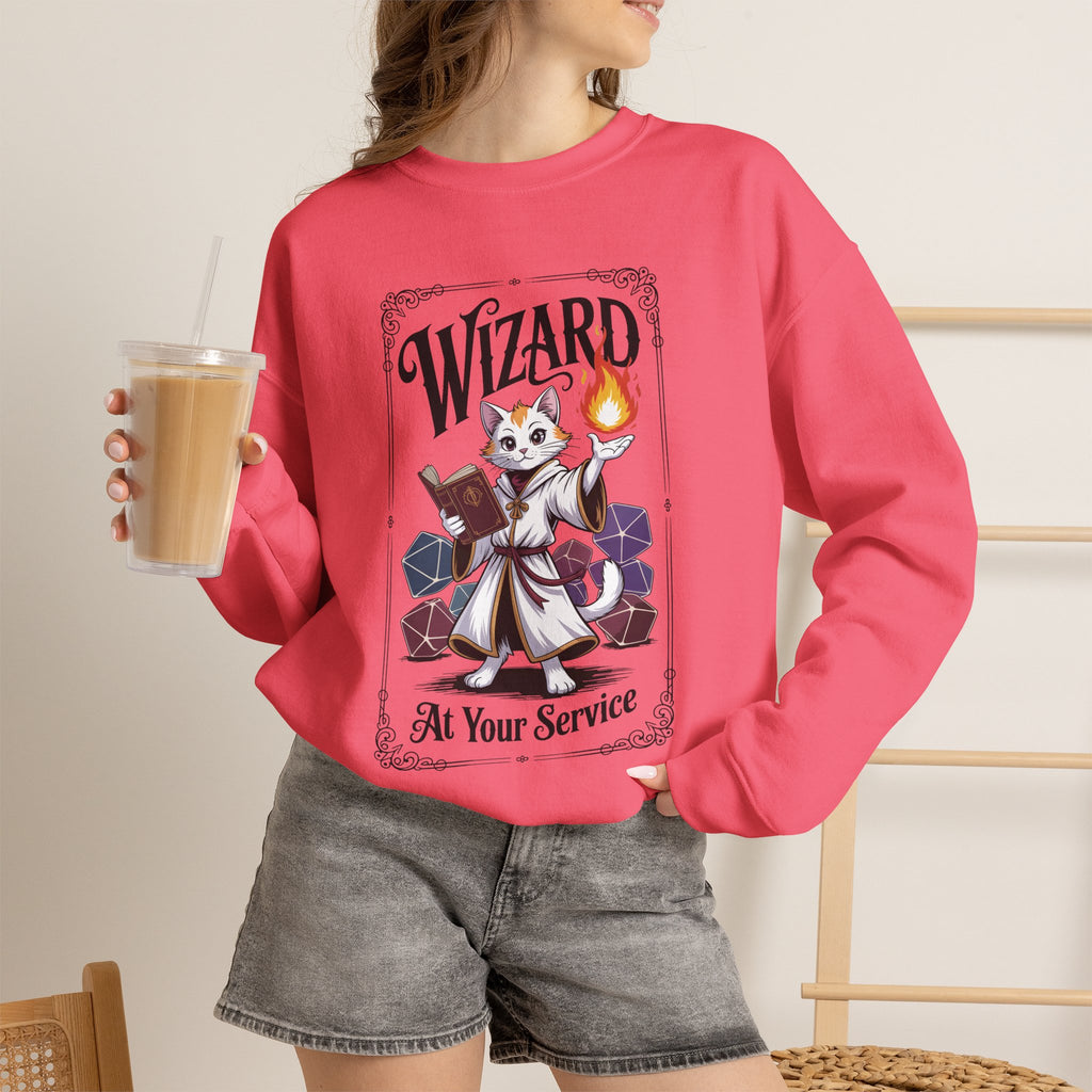 Wizard Cat at Your Serivece D&D Sweatshirt | Cat Lover RPG Gift