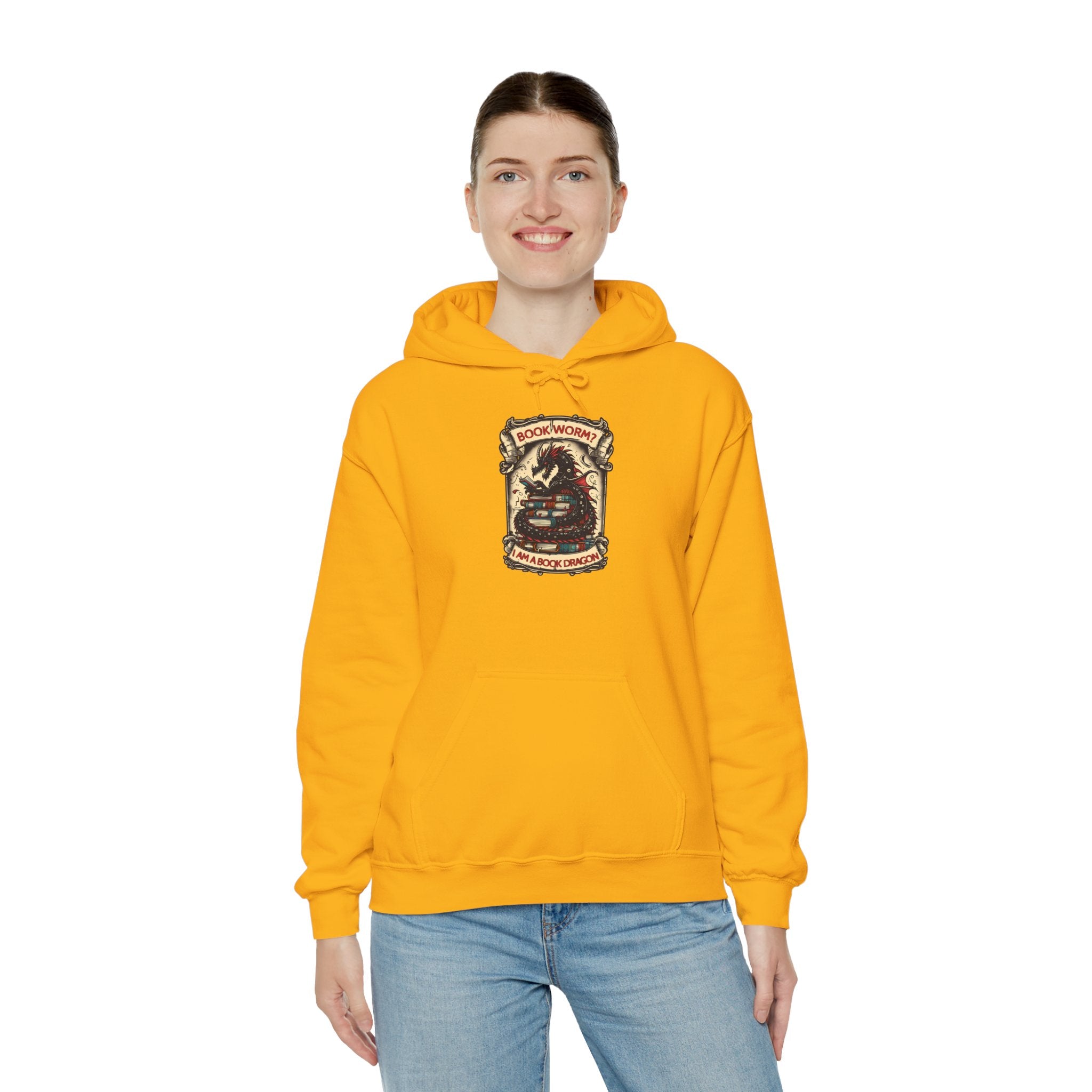 Book Worm? I Am a Book Dragon, Fantasy Reader Hoodie