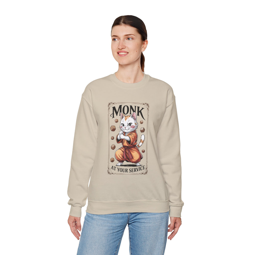 Monk Cat at Your Service D&D Sweatshirt | Cat Lover RPG Gift