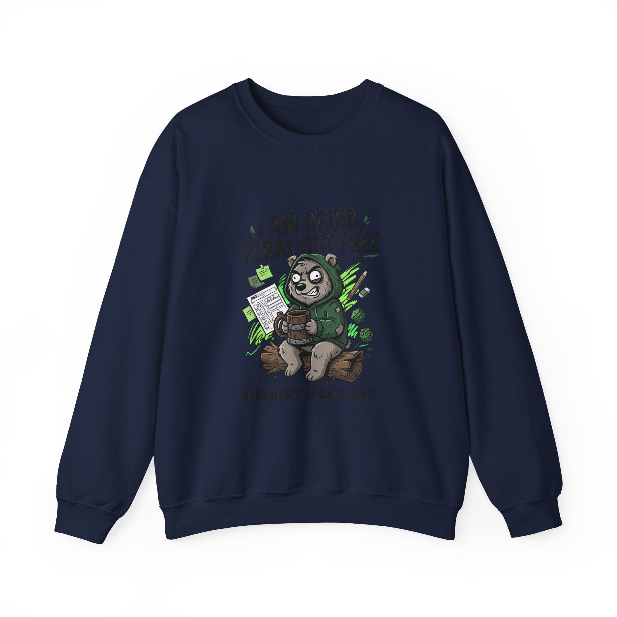 Feral But Free Crewneck Sweatshirt | chaotic-quirky, unhinged millennial burnout