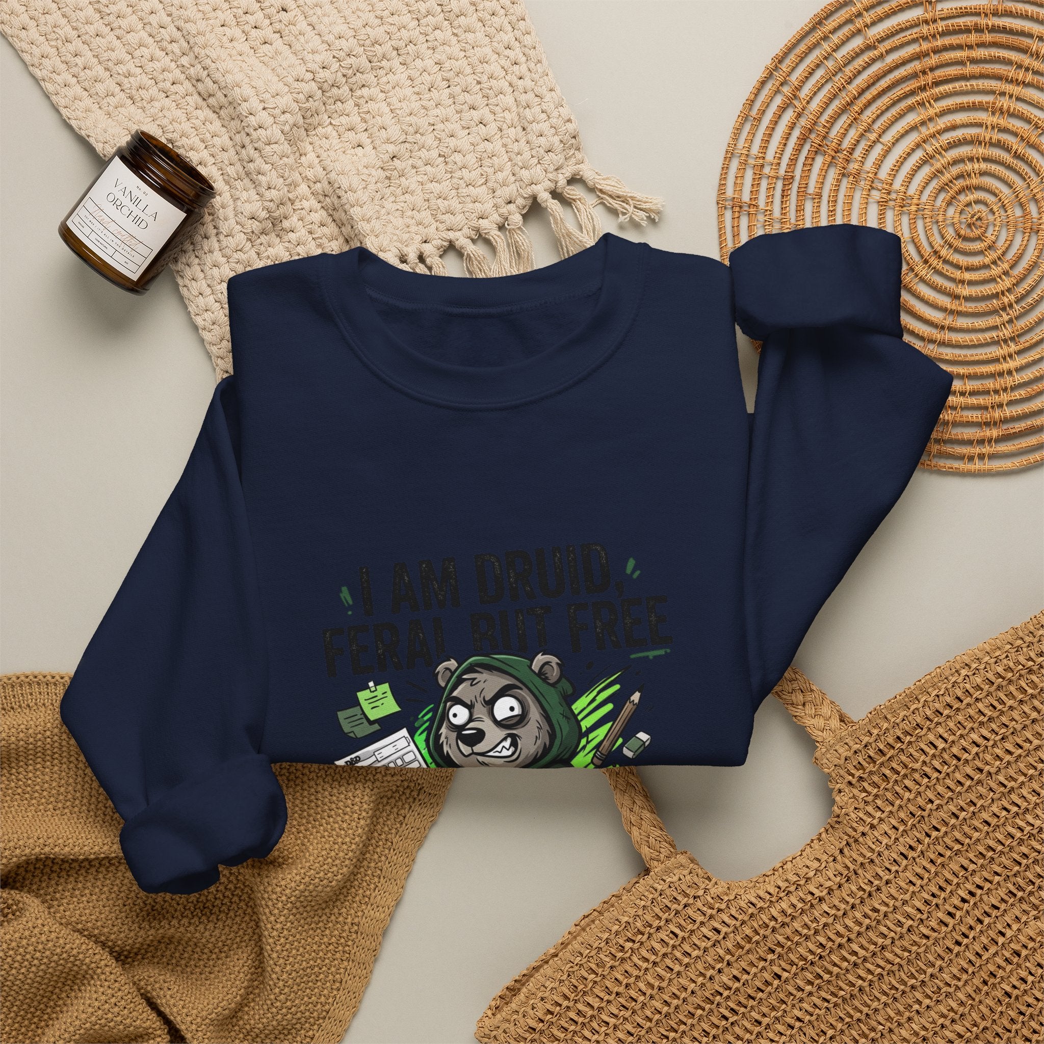 Feral But Free Crewneck Sweatshirt | chaotic-quirky, unhinged millennial burnout