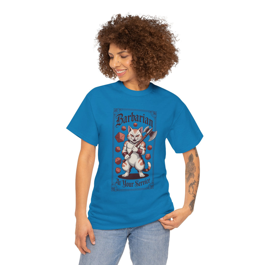 Barbarian Cat at Your Serivece D&D T-shirt | Cat Lover RPG Gift
