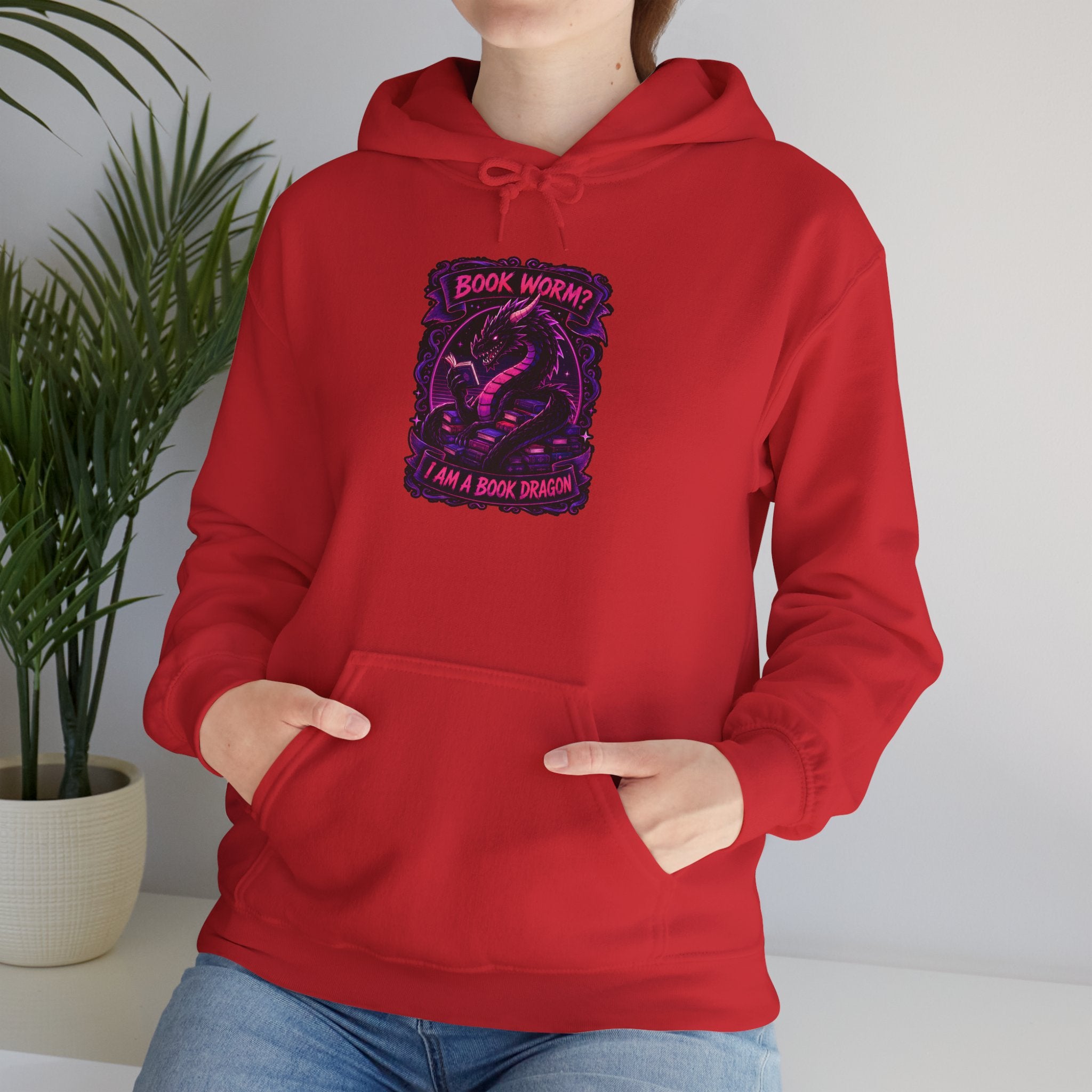 Book Worm? I Am a Book Dragon, Fantasy Reader Hoodie