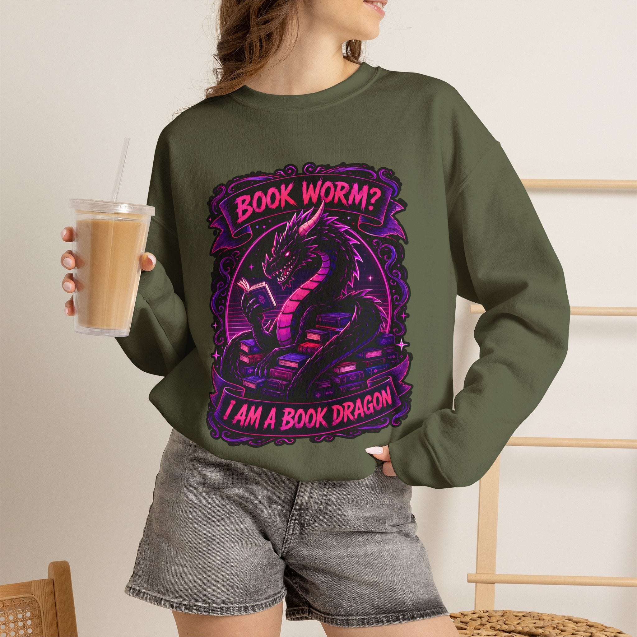 Book Worm? I Am a Book Dragon, Fantasy Reader Sweatshirt