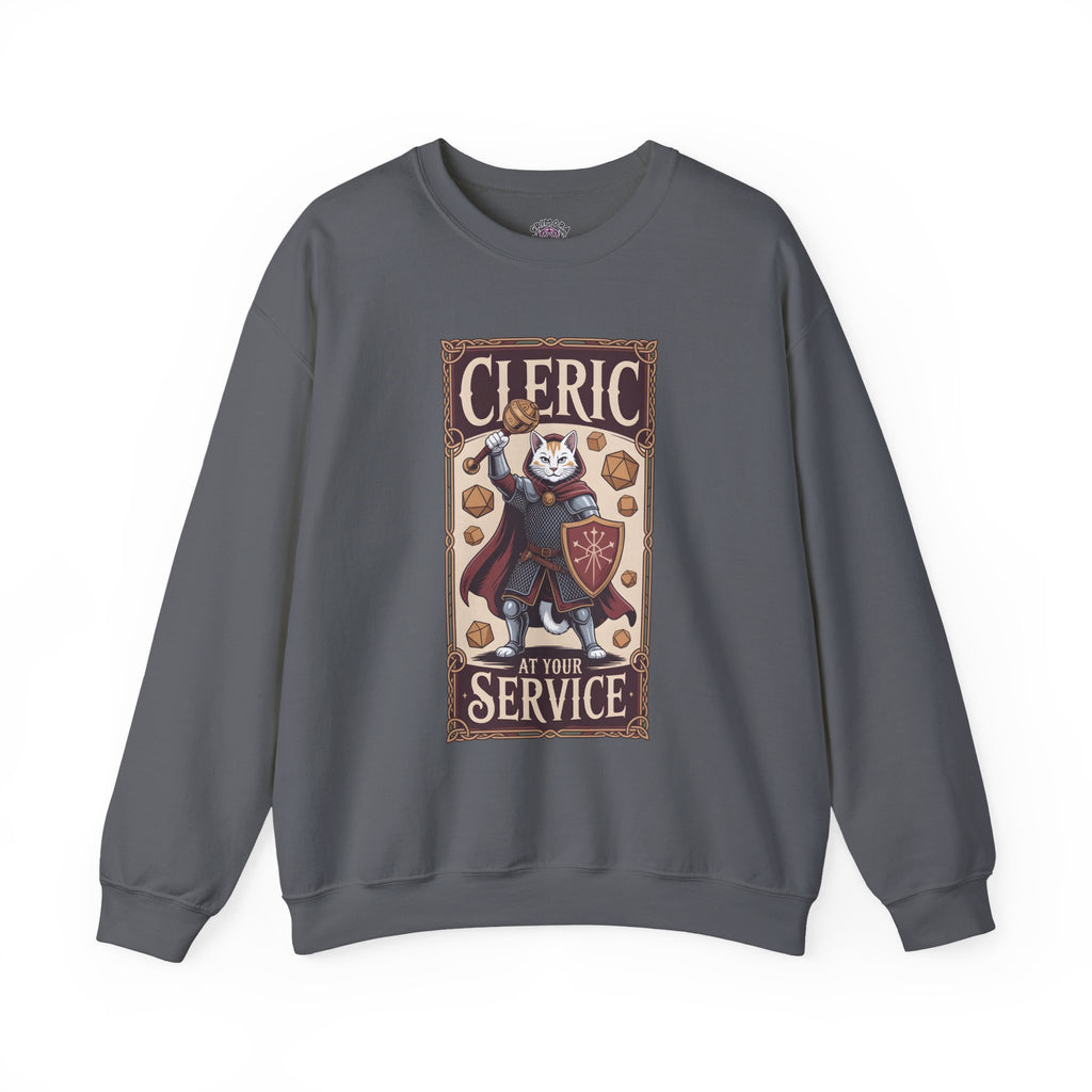 Cleric Cat at Your Service D&D Sweatshirt | Cat Lover RPG Gift