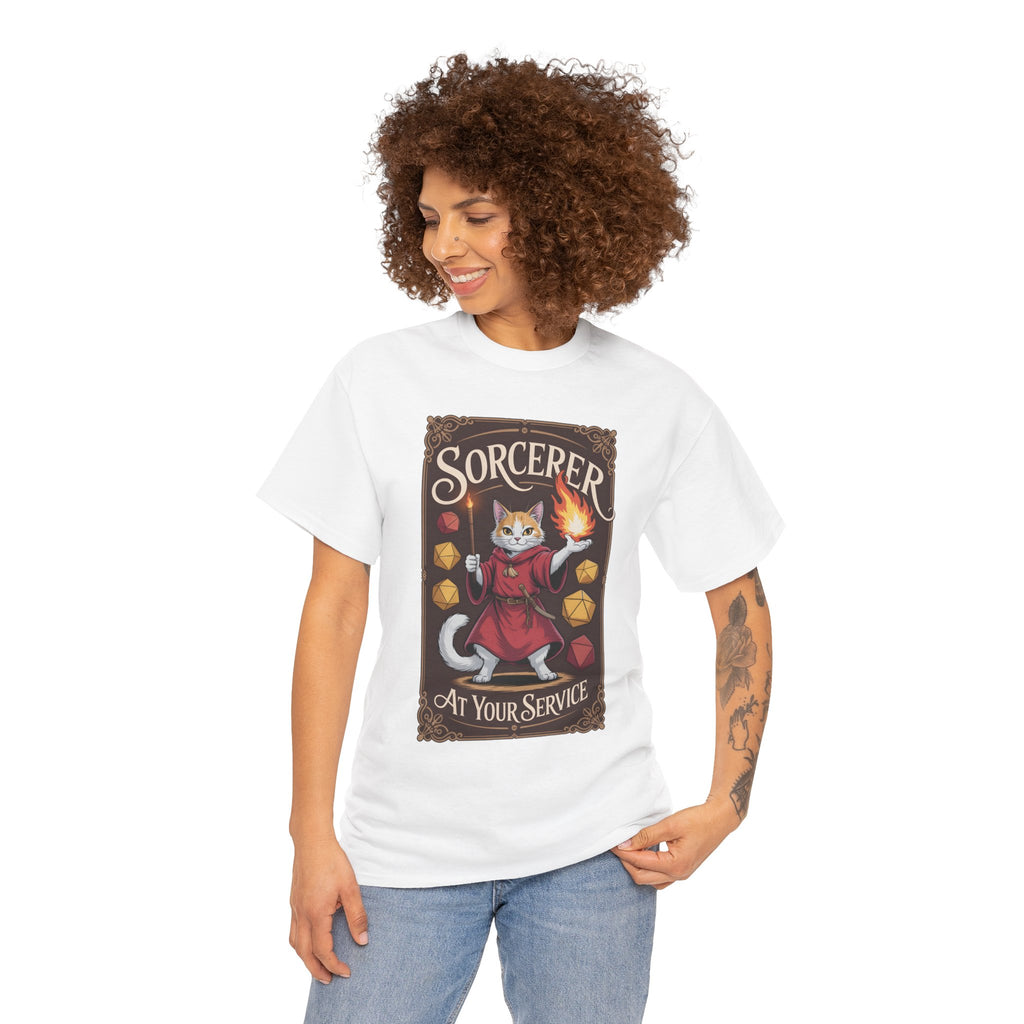 Sorcerer Cat at Your Service D&D T-shirt | Cat Lover RPG Gift