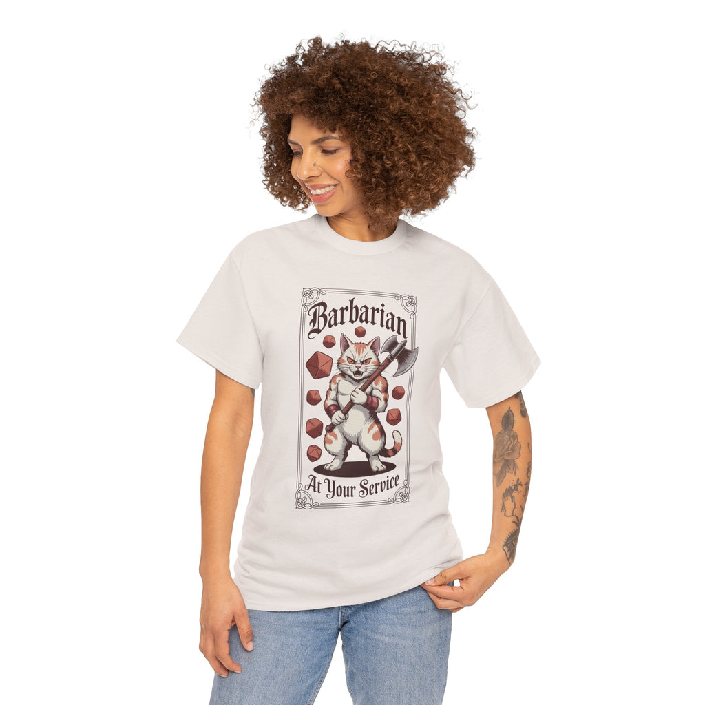 Barbarian Cat at Your Serivece D&D T-shirt | Cat Lover RPG Gift