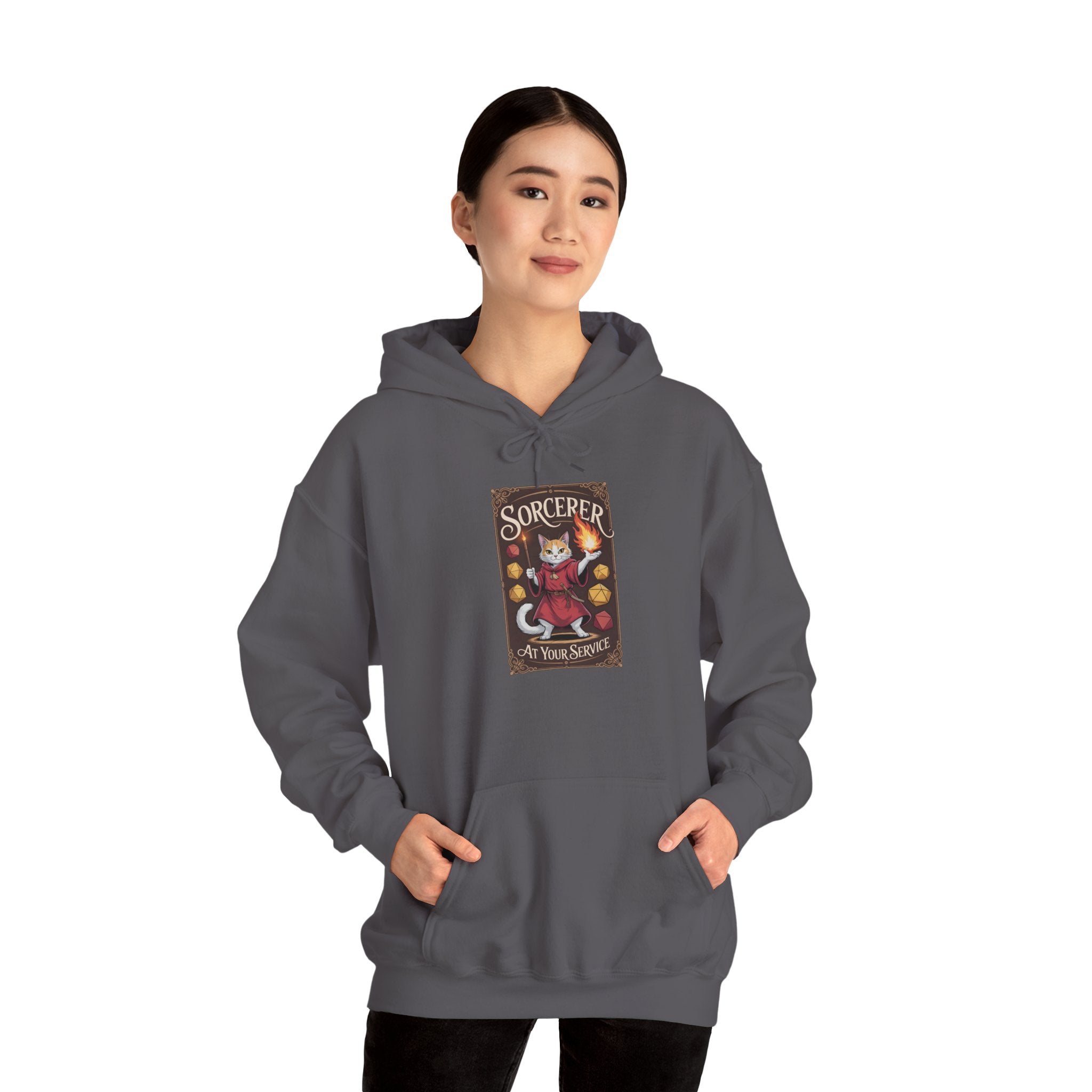 Sorcerer Cat at Your Service D&D Hoodie | Cat Lover RPG Gift