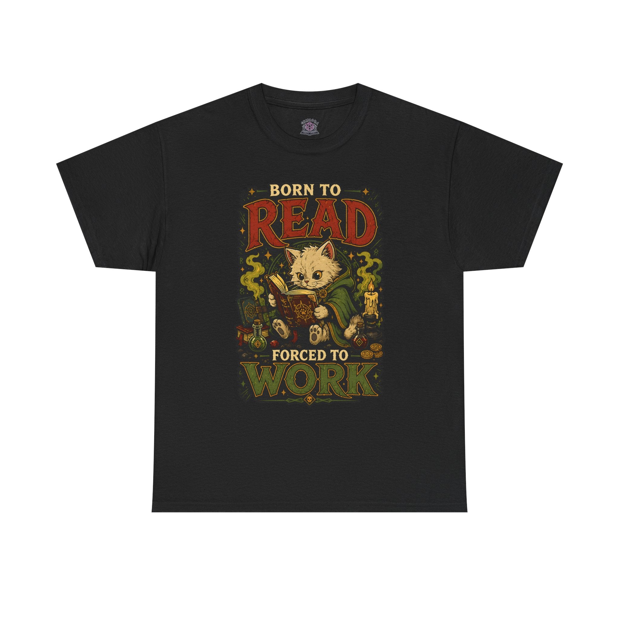 Born to Read, Forced to Work | Kitten, Book lover  T-shirt